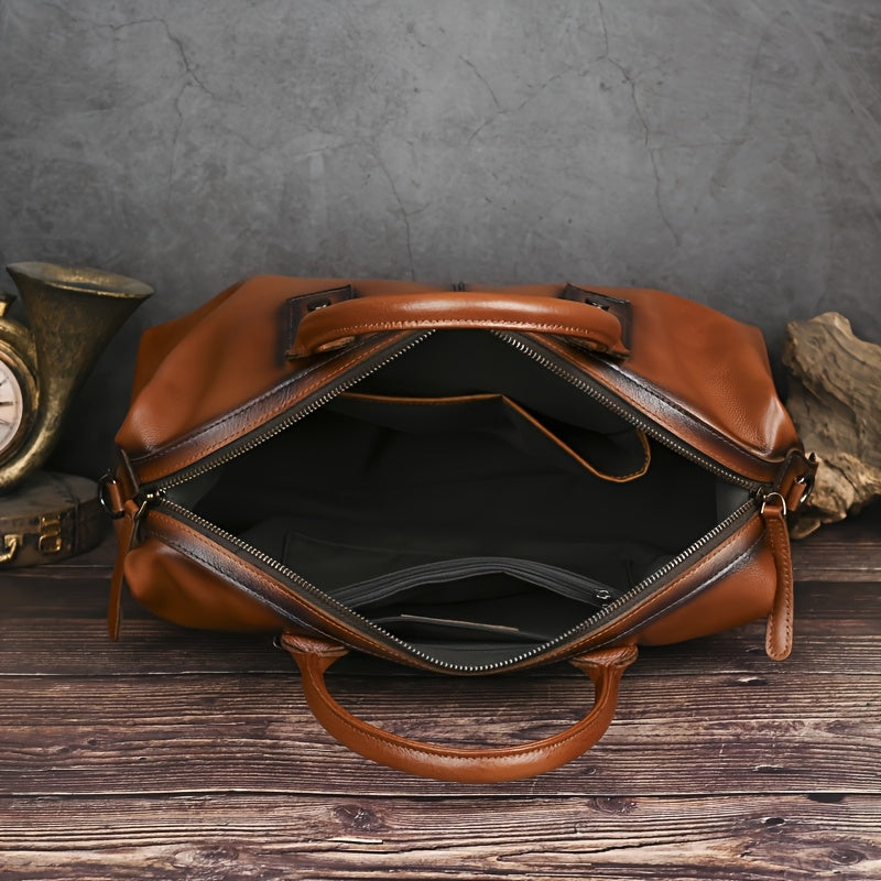 Genuine Leather Dumpling Bag Top Handle Detachable Strap