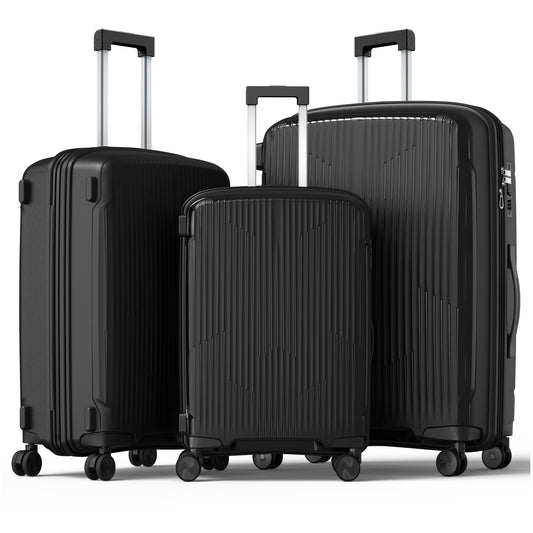 NAZHURA 3pc Luggage Set Hardshell Spinner Wheels Case Lock