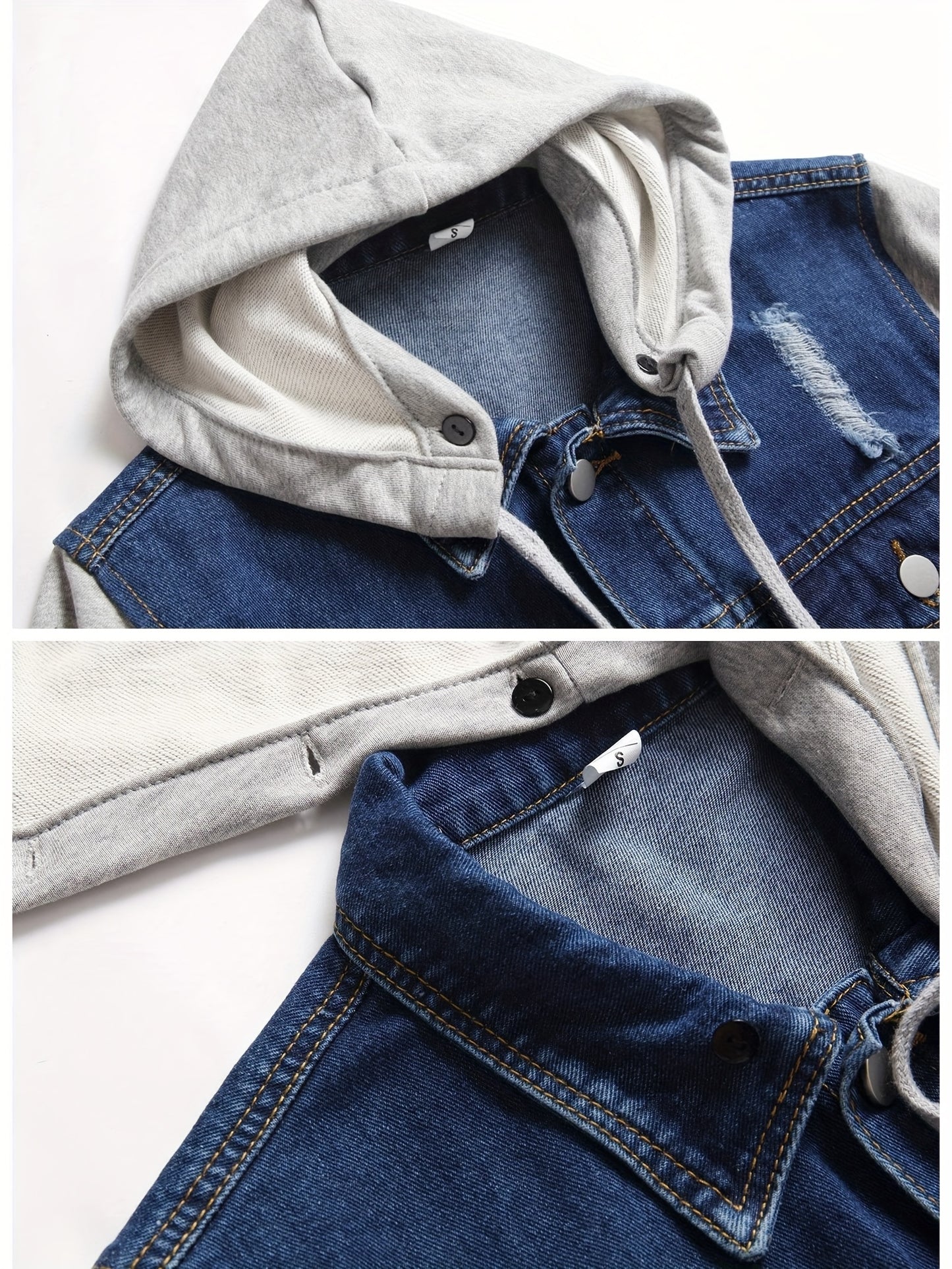 LZLER Hooded Denim Jacket For Men Casual Slim Fit Style