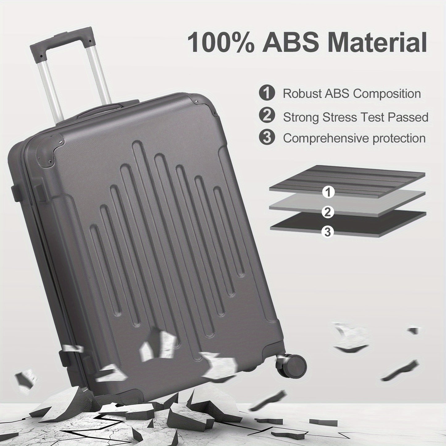MOTORHOT Hardshell Luggage Set Lightweight Spinner Wheels