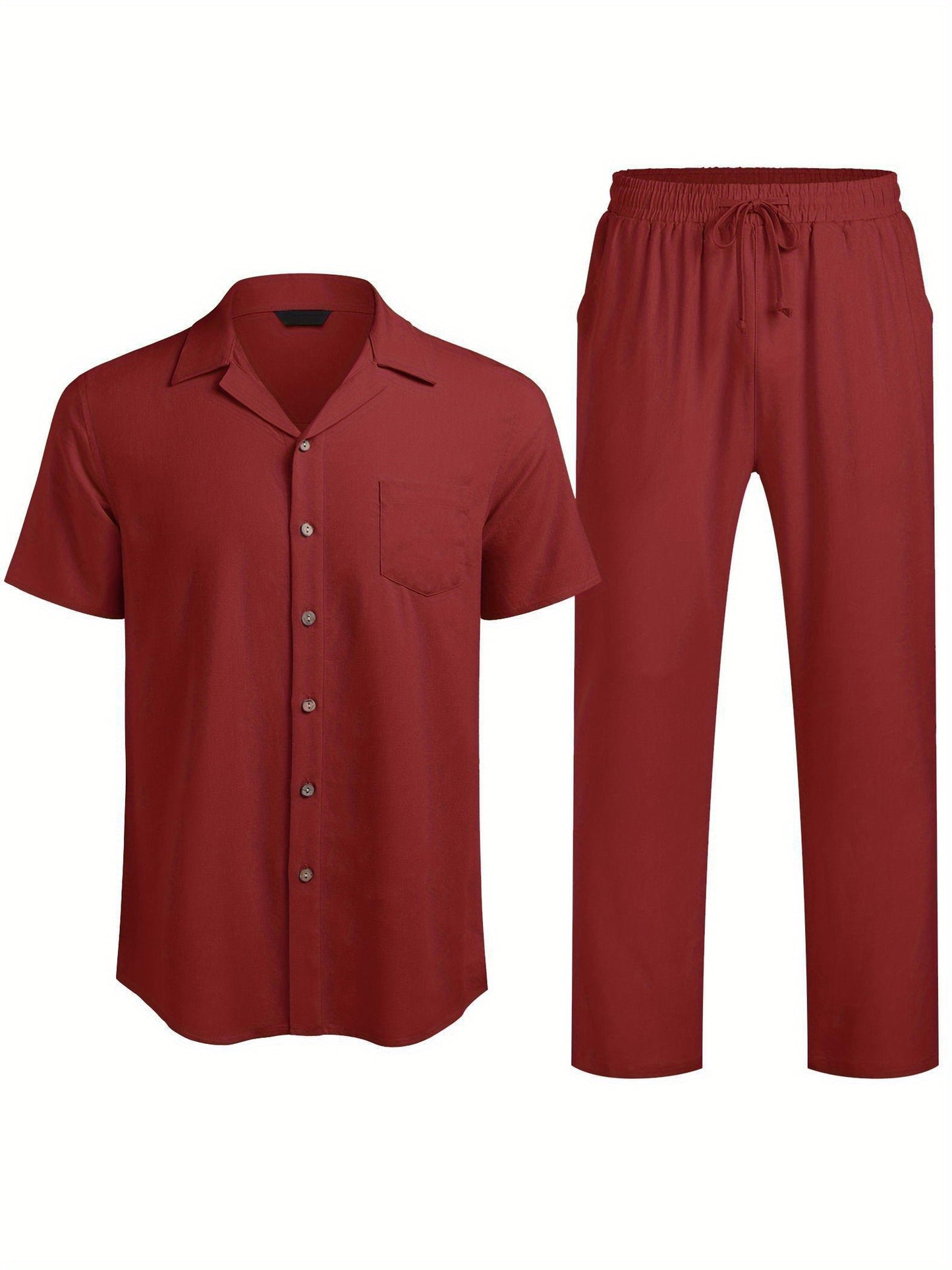ELESOL Mens Linen Suit Two Piece Executive Set For Business