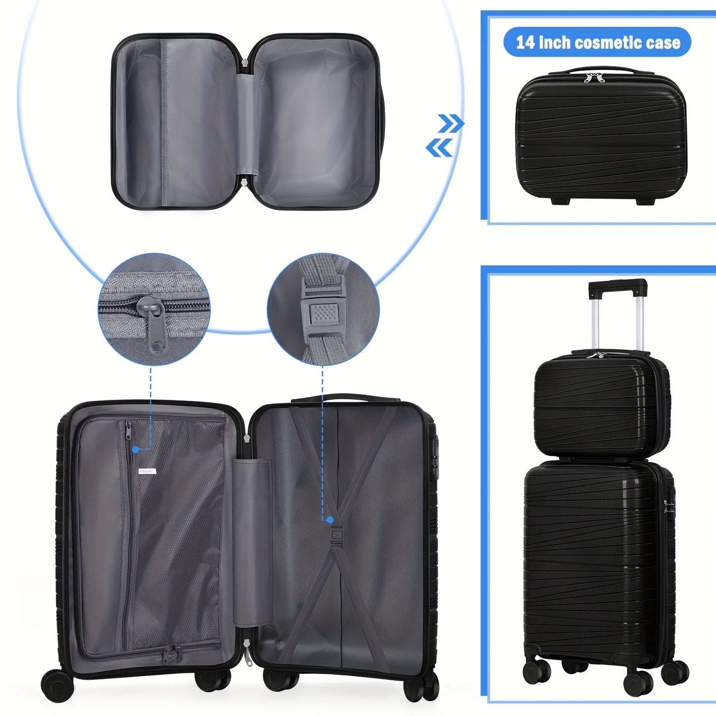 Durable PC ABS Luggage Set With Expandable TSA Lock