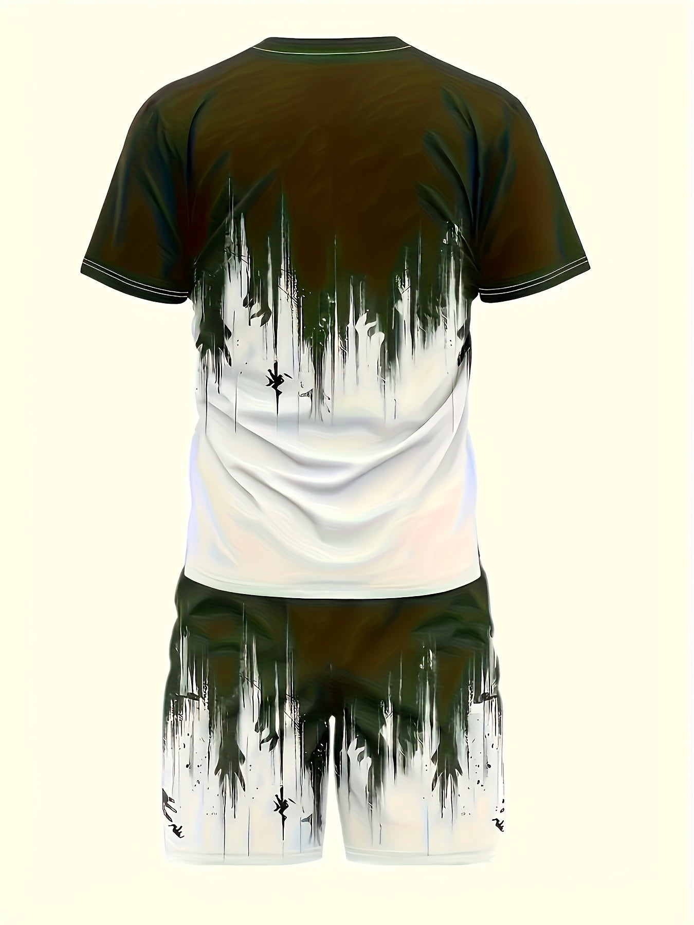 3D Pattern Print Men Two Piece Casual Tee And Shorts