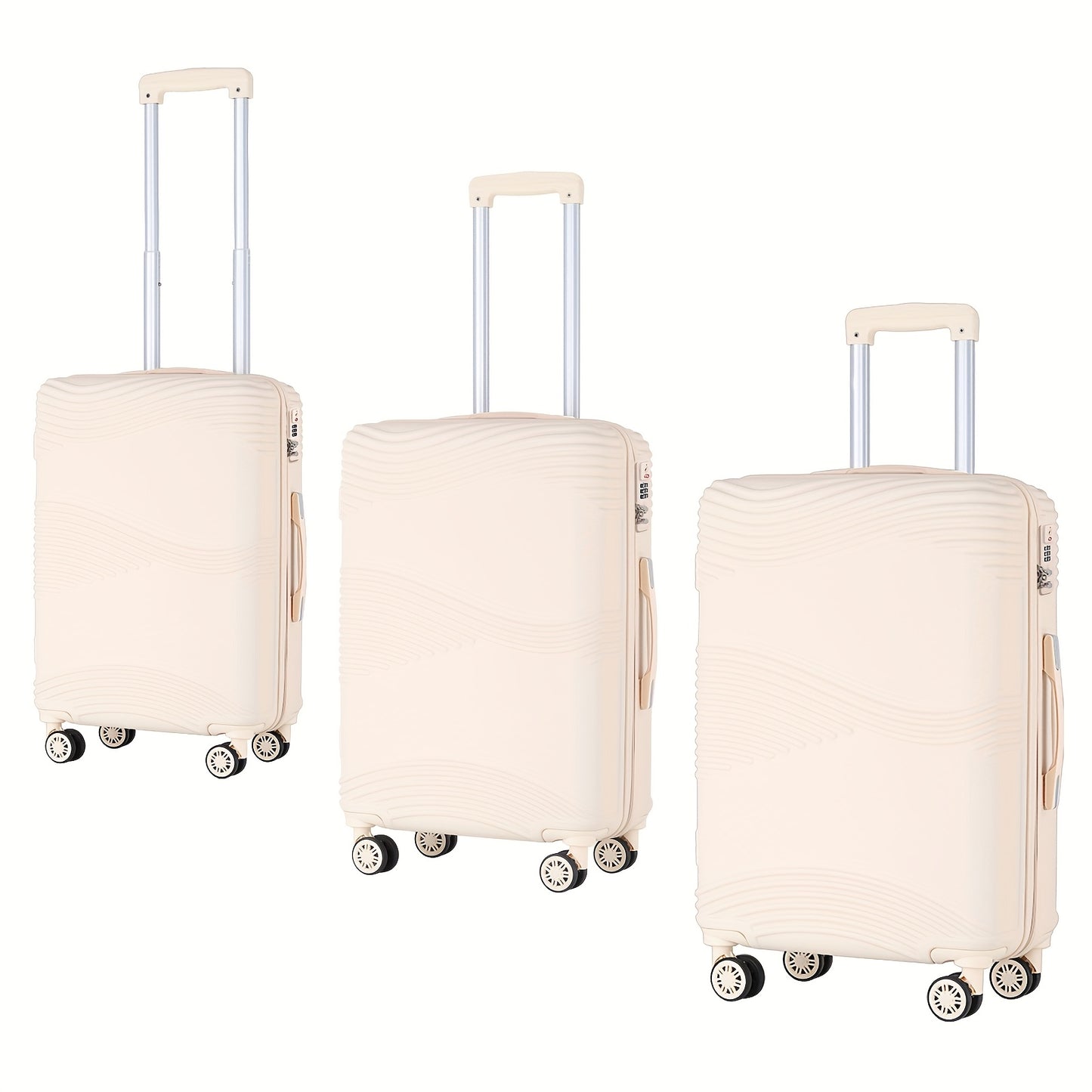 Durable ABS Hard Shell 3 Piece Suitcase Set With 360 Wheels