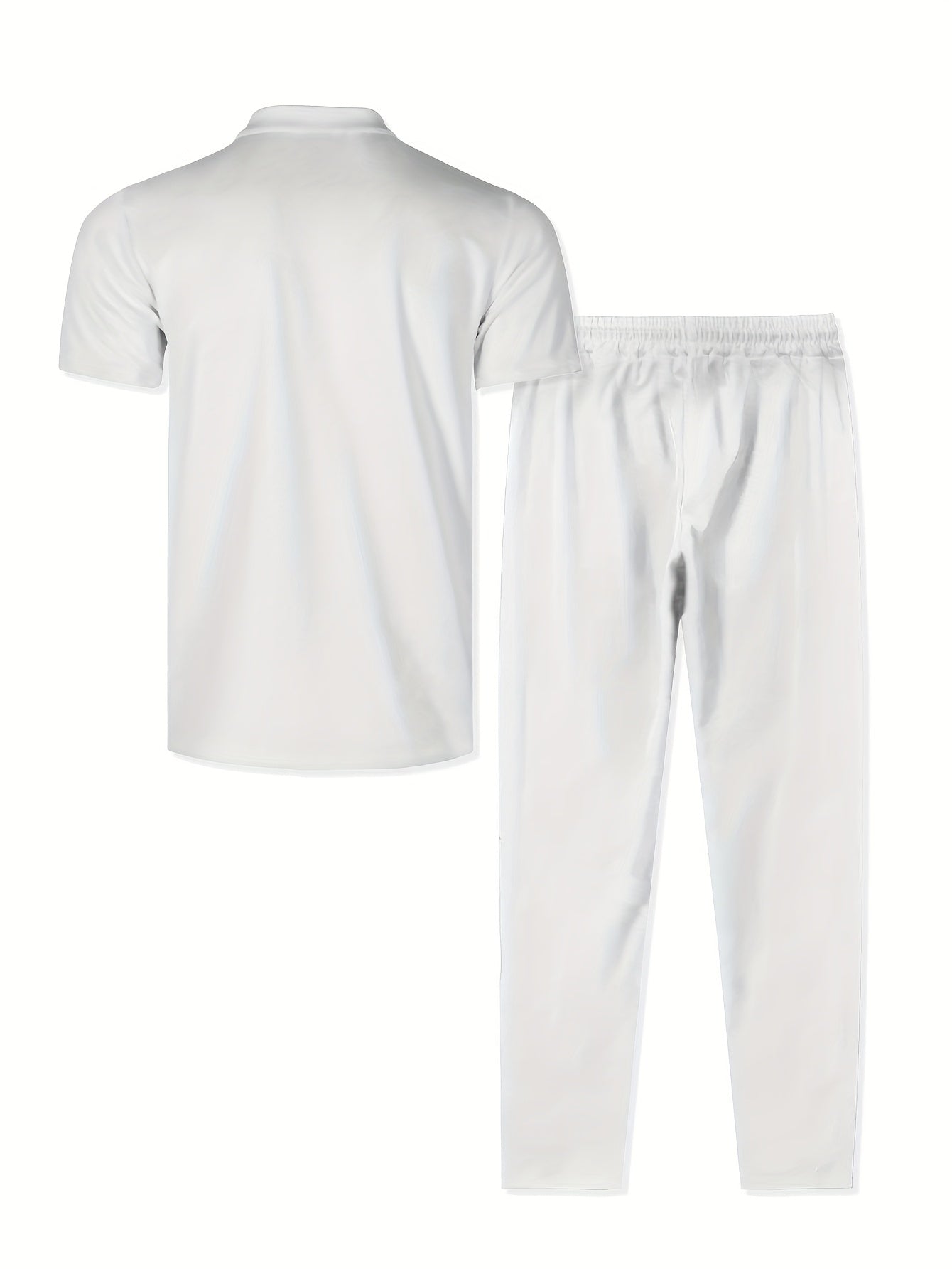 Men's Casual Polo Set With Zipper Polo And Pocket Pants