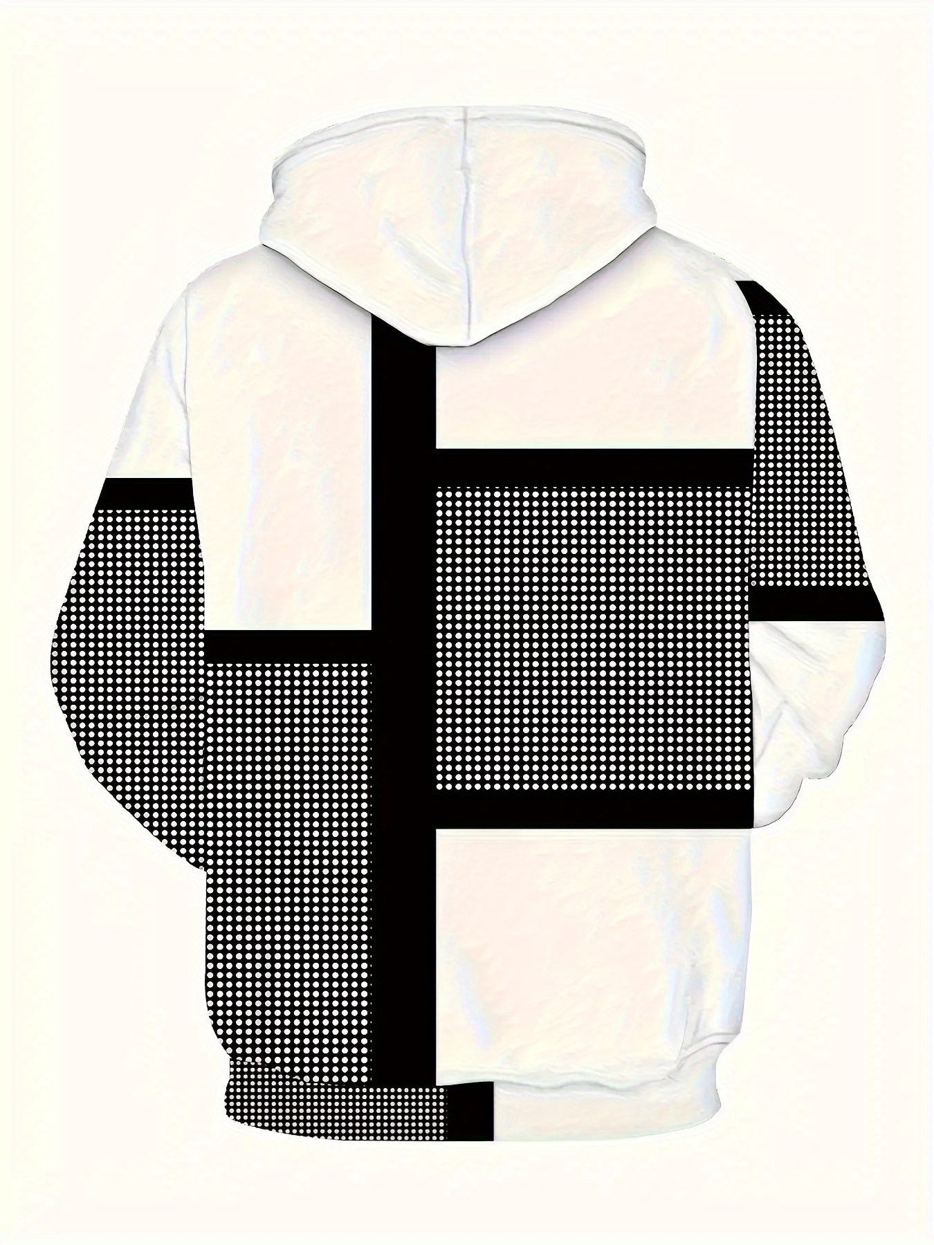 Mens Heavyweight Hoodie Geometric Pattern Sweatshirt