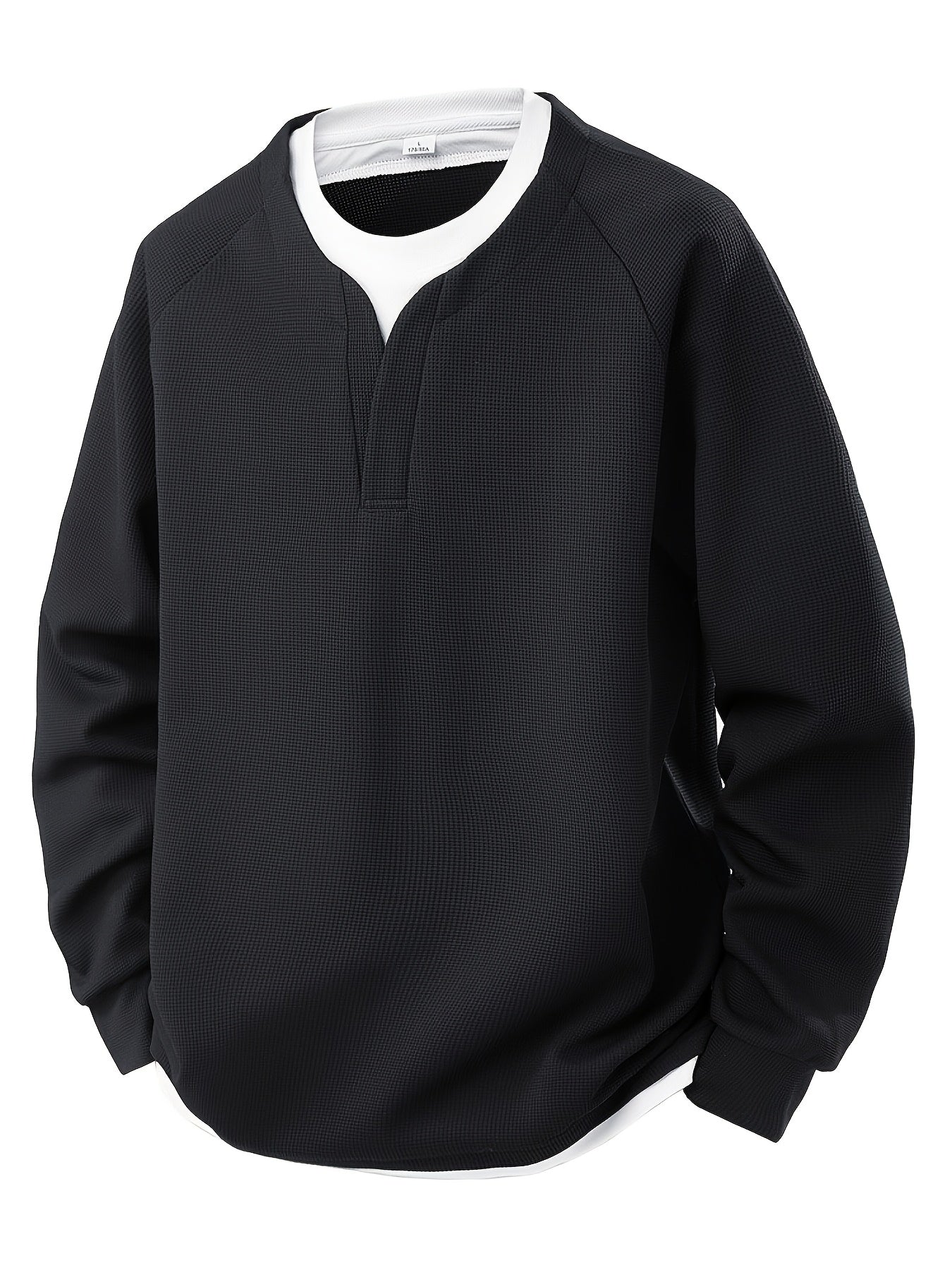 Men Waffle Long Sleeve T Shirts And Patchwork Sweatshirts