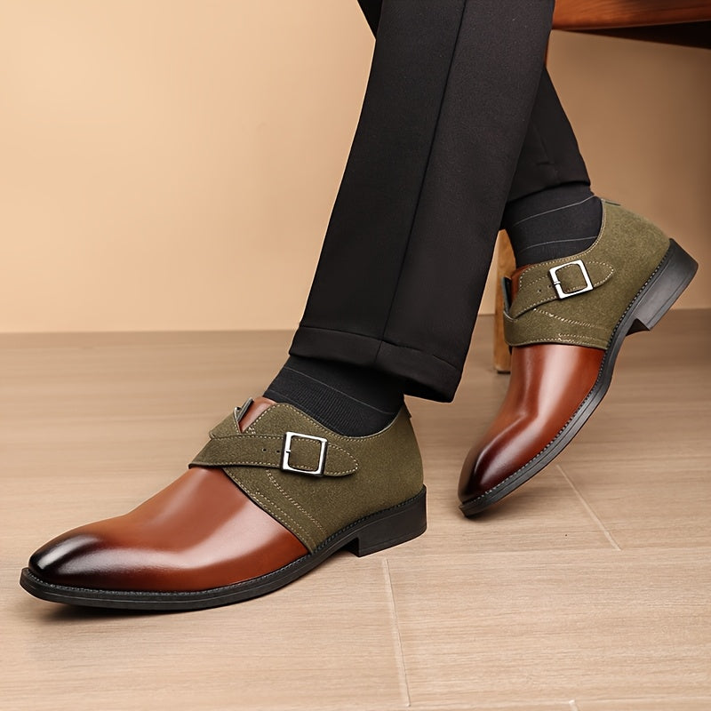 Mens Oxford Shoes Double Monk Straps With Rubber Sole
