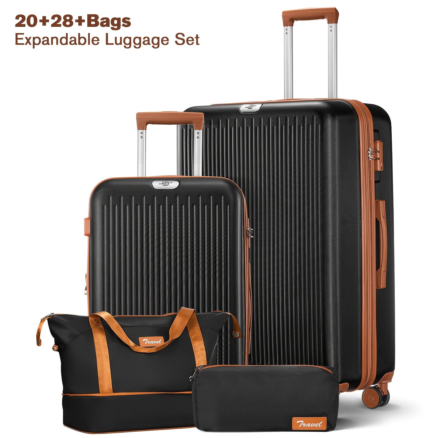 Sturdy Luggage Set With Expandable Duffle And Cosmetic Case
