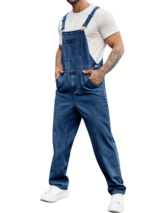 Men's Denim Bib Overalls Straps Boot Cut Casual Jumpsuit