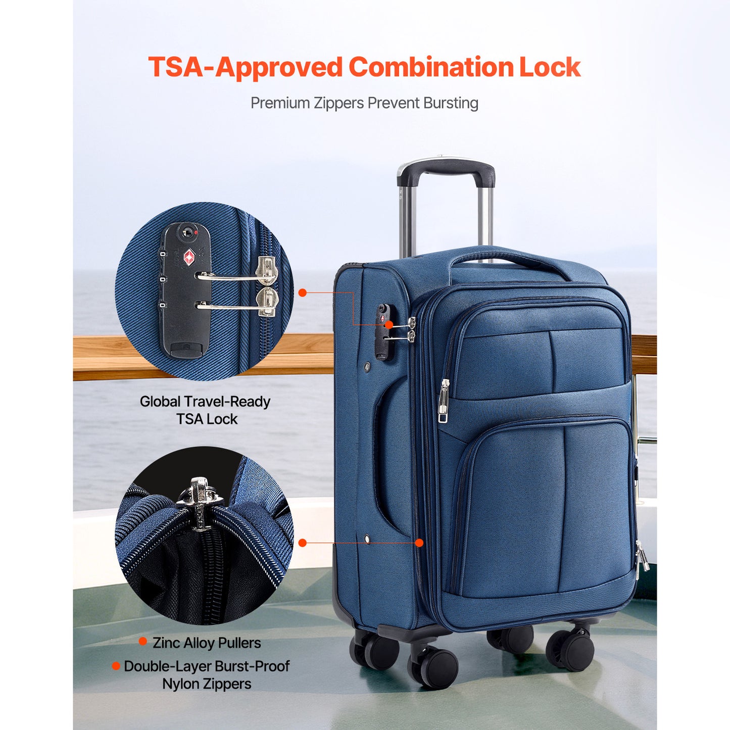 VEVOR Expandable Luggage With Spinner Wheels Carry On