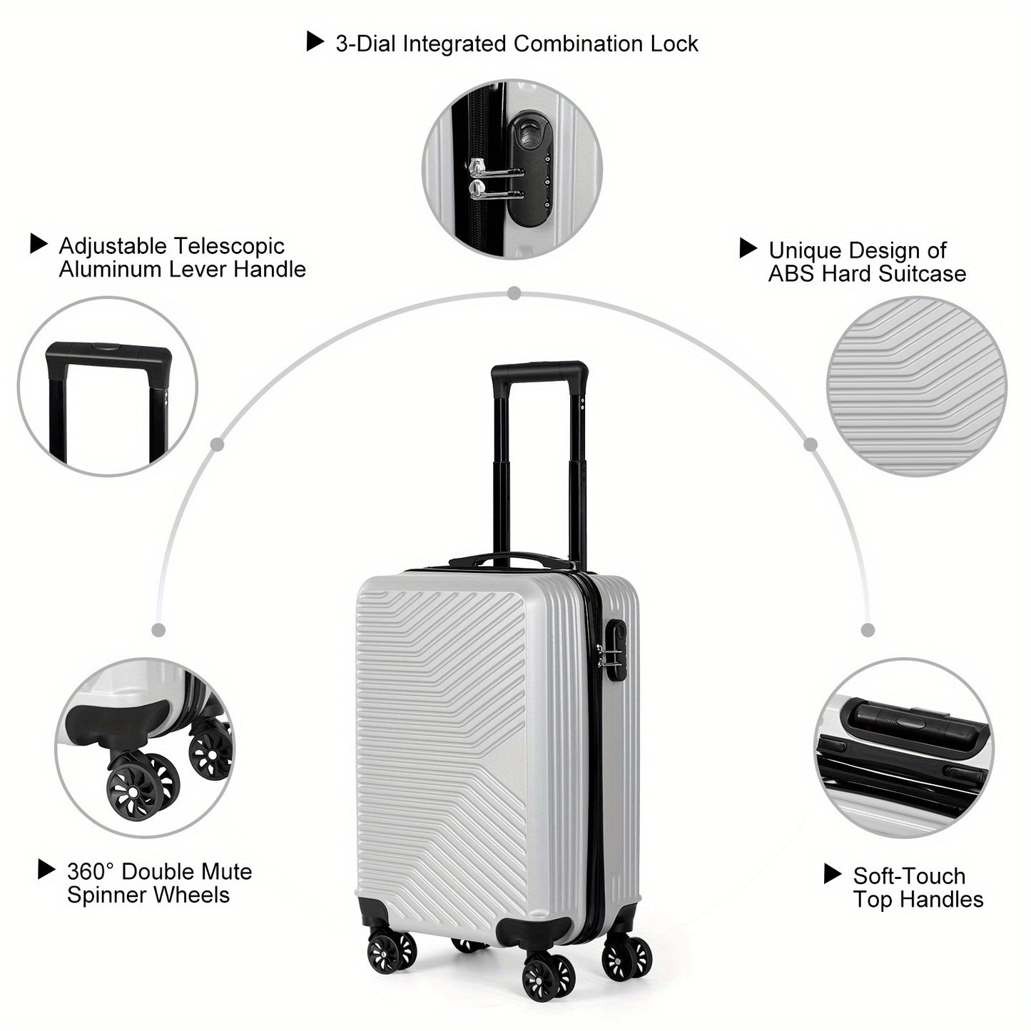 Expandable ABS PC Luggage With TSA Lock And Spinner Wheels