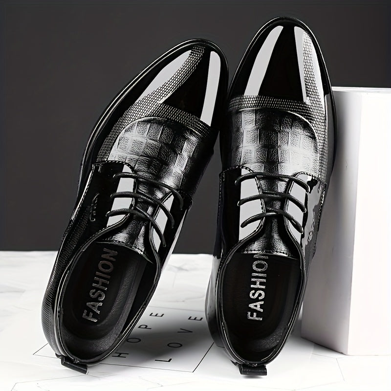 Mens Slip On Dress Shoes Glossy Finish Pointed Toe Casual