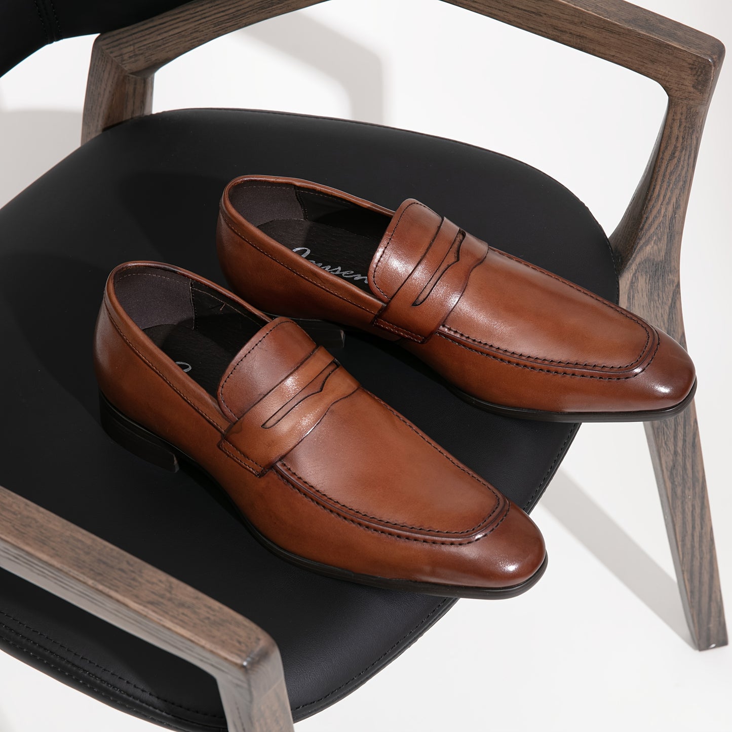 JOUSEN Men Slip On Dress Shoes Leather Penny Loafers