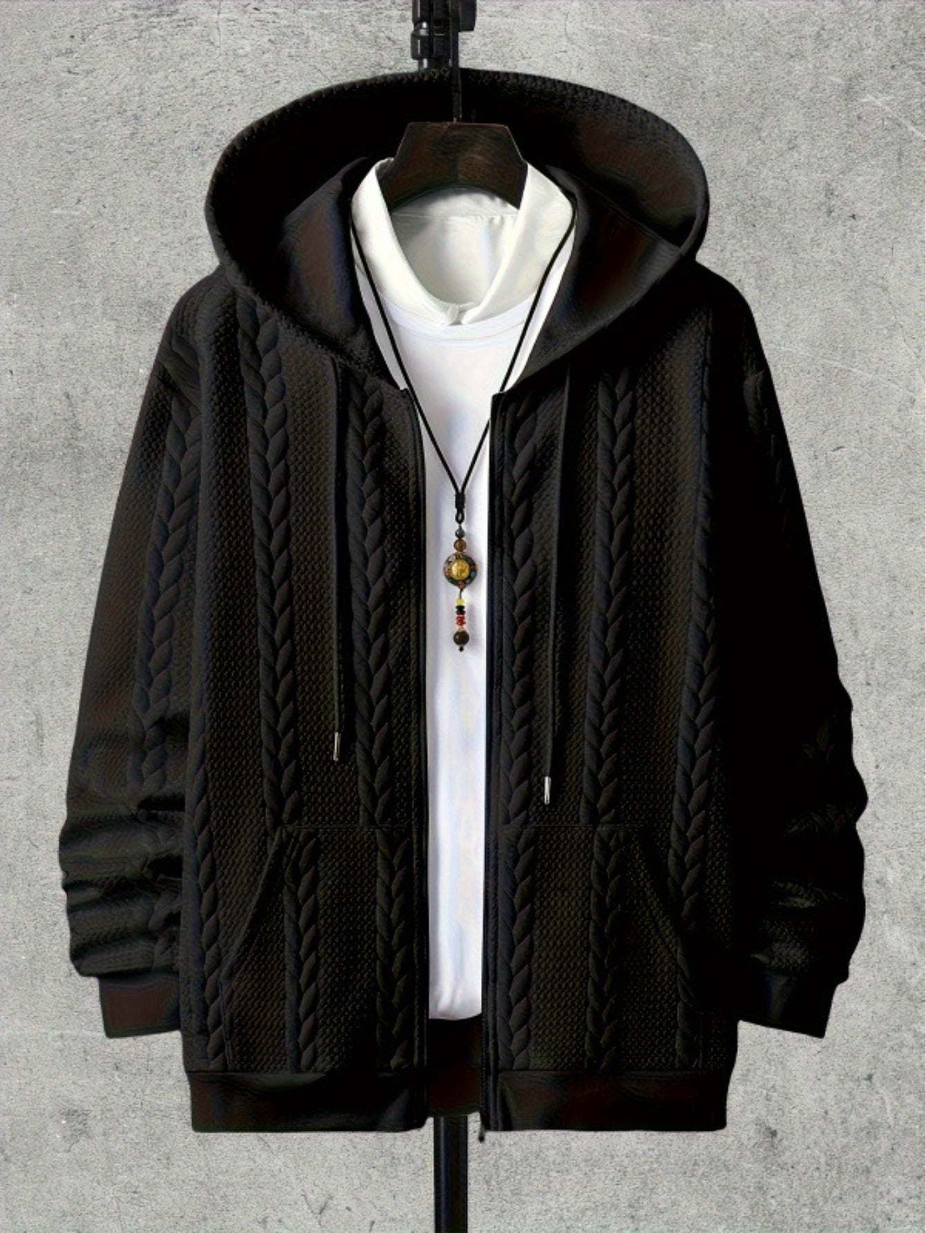 Mens Hooded Zip Up Jacket Lightweight Warm Coat Everyday