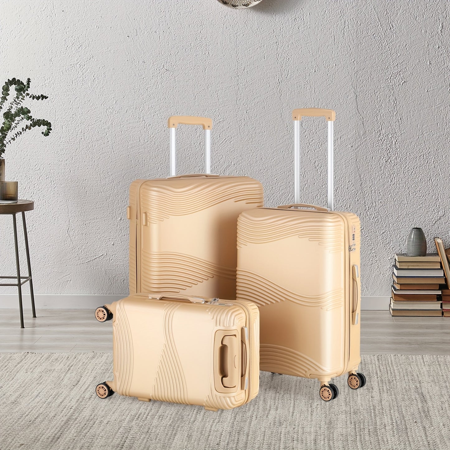 Durable ABS Hard Shell 3 Piece Suitcase Set With 360 Wheels