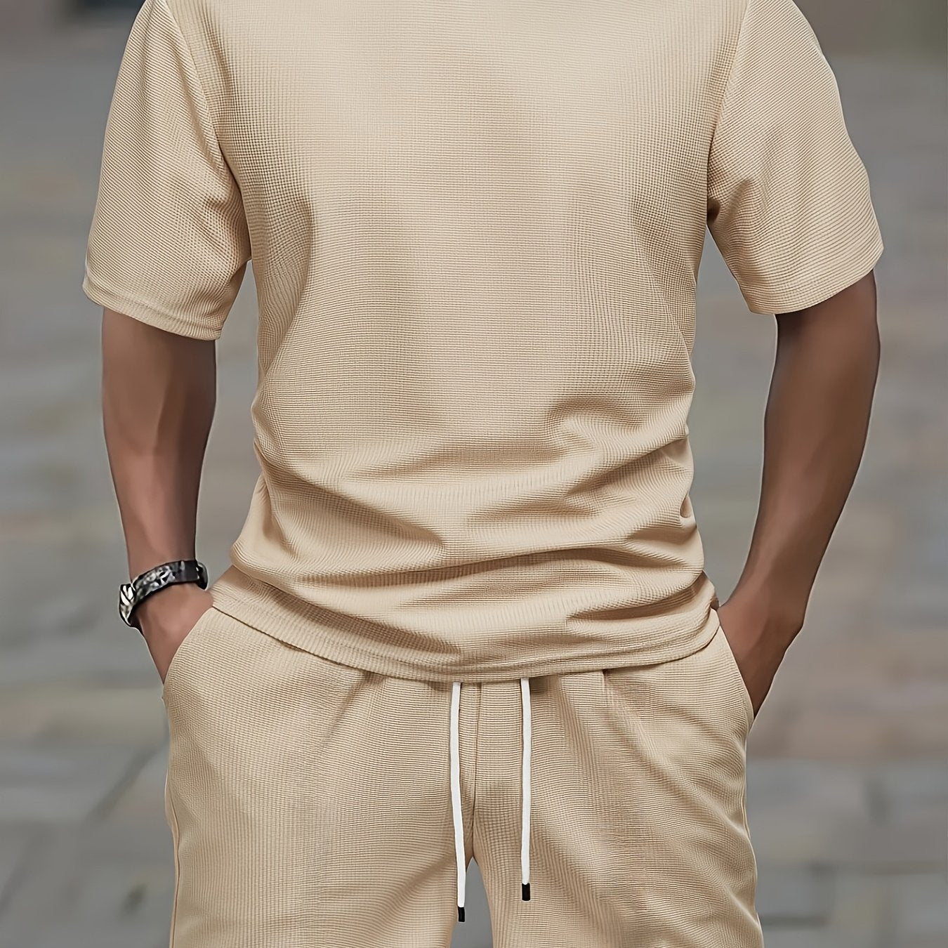 Casual Men 2 Piece Sports Set Short Sleeve Shirt Shorts