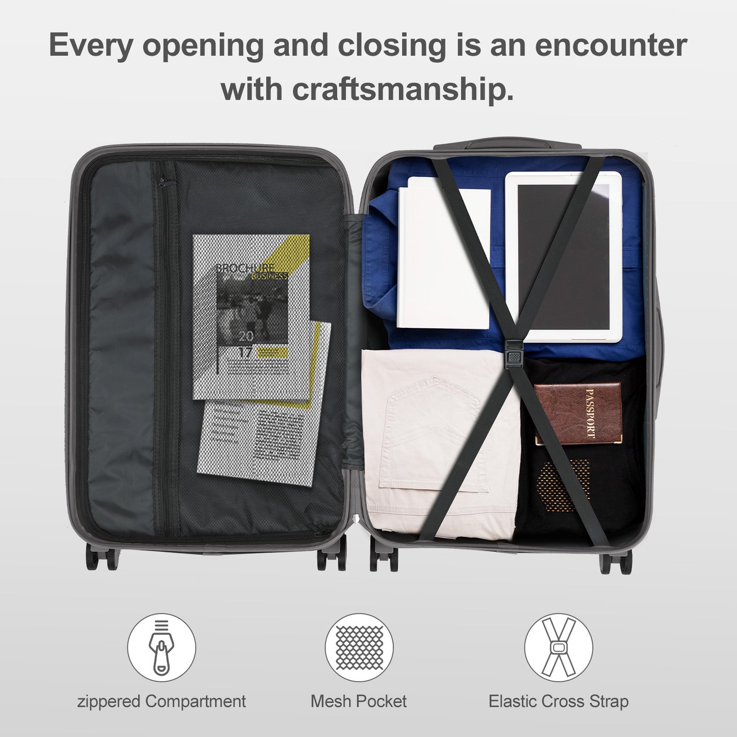 MOTORHOT Hardshell Luggage Set Lightweight Spinner Wheels