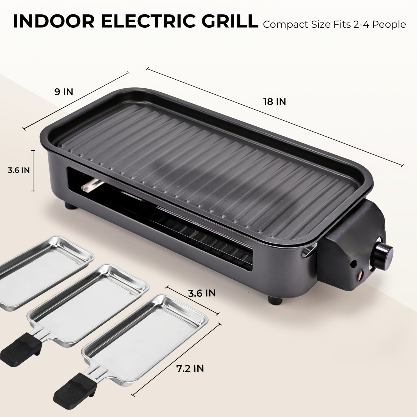 PUKOMC Electric Commercial Griddle 1500W Indoor Smokeless