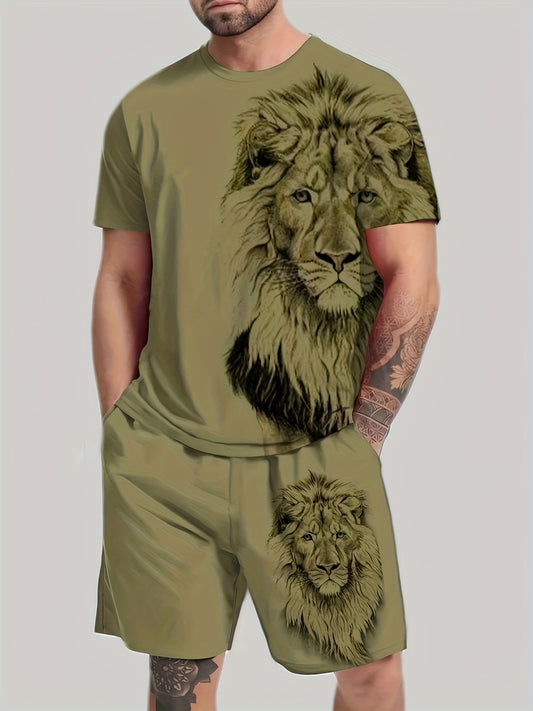 Mens Comfortable Two Piece Suit Shorts Short Sleeve T Shirt