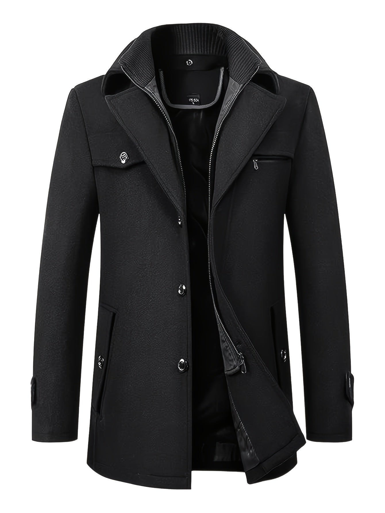 INVACHI Wool Blend Trench Coat With Detachable Scarf