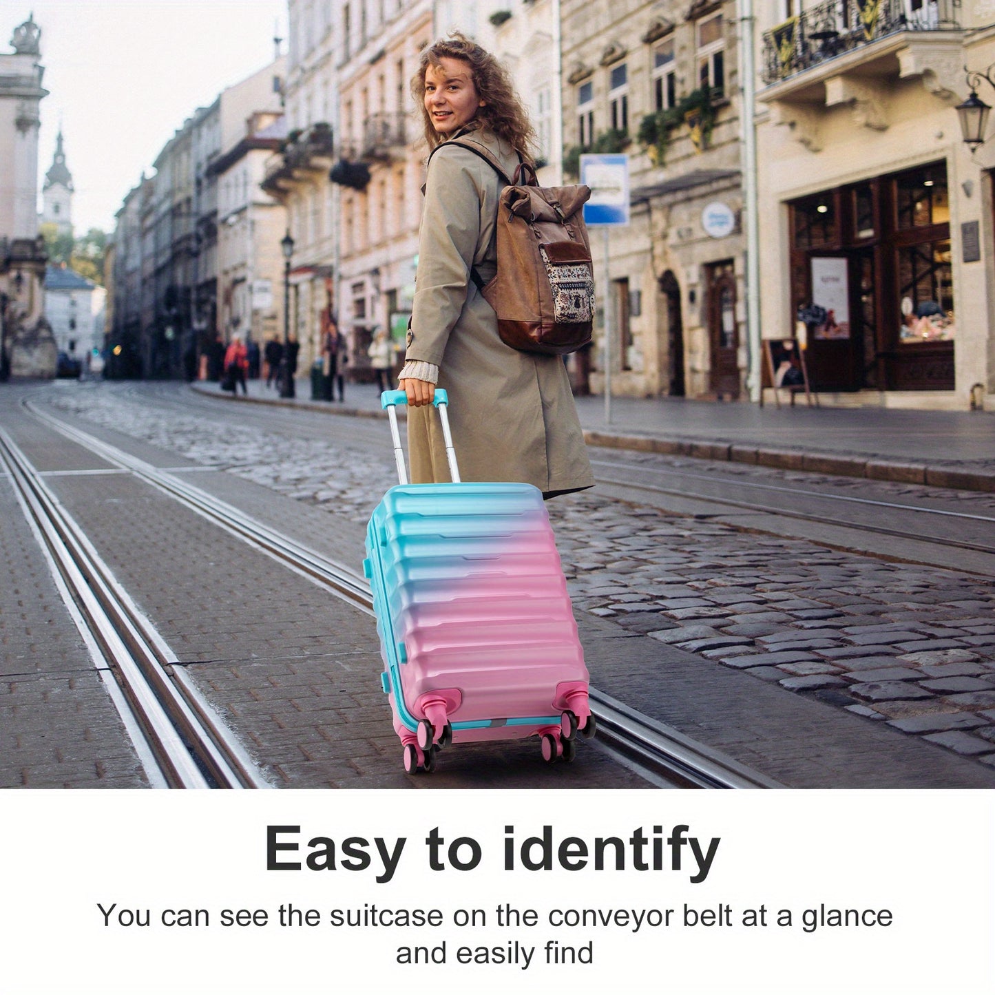 LEADZM Gradient Luggage Set ABS Hardshell Spinner TSA Lock