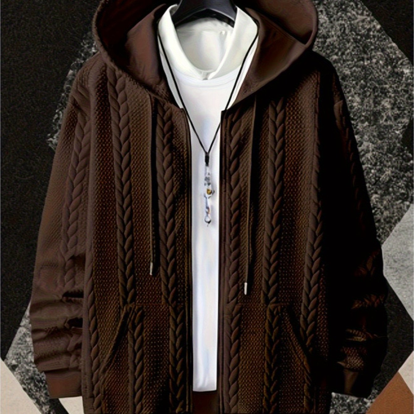 Mens Hooded Zip Up Jacket Lightweight Warm Coat Everyday