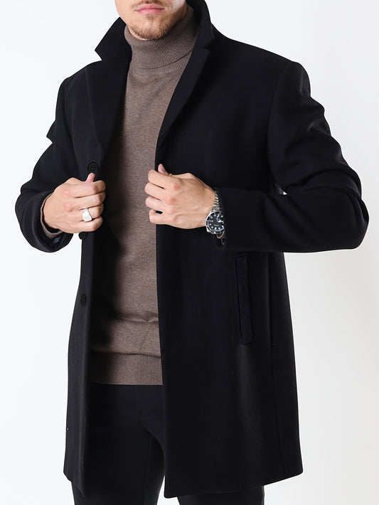 BOWOWOR Mens Slim Fit Trench Coat Notched Collar Outerwear