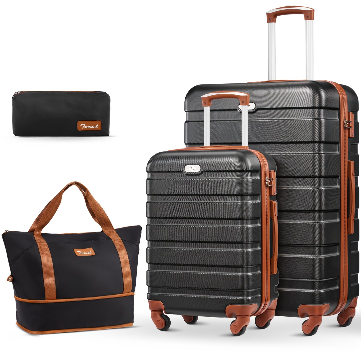 Sturdy Luggage Set With Expandable Duffle And Cosmetic Case