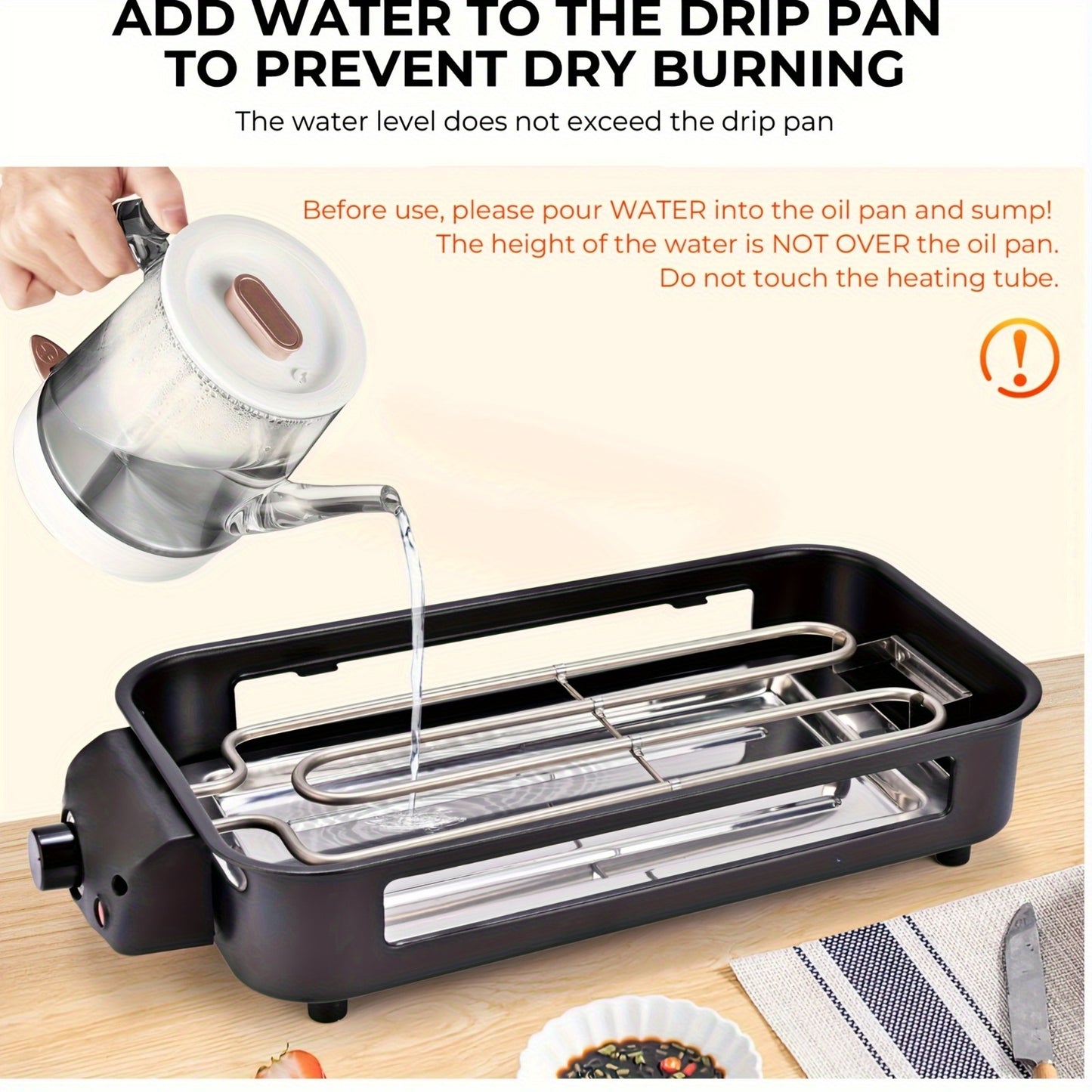 PUKOMC Electric Commercial Griddle 1500W Indoor Smokeless