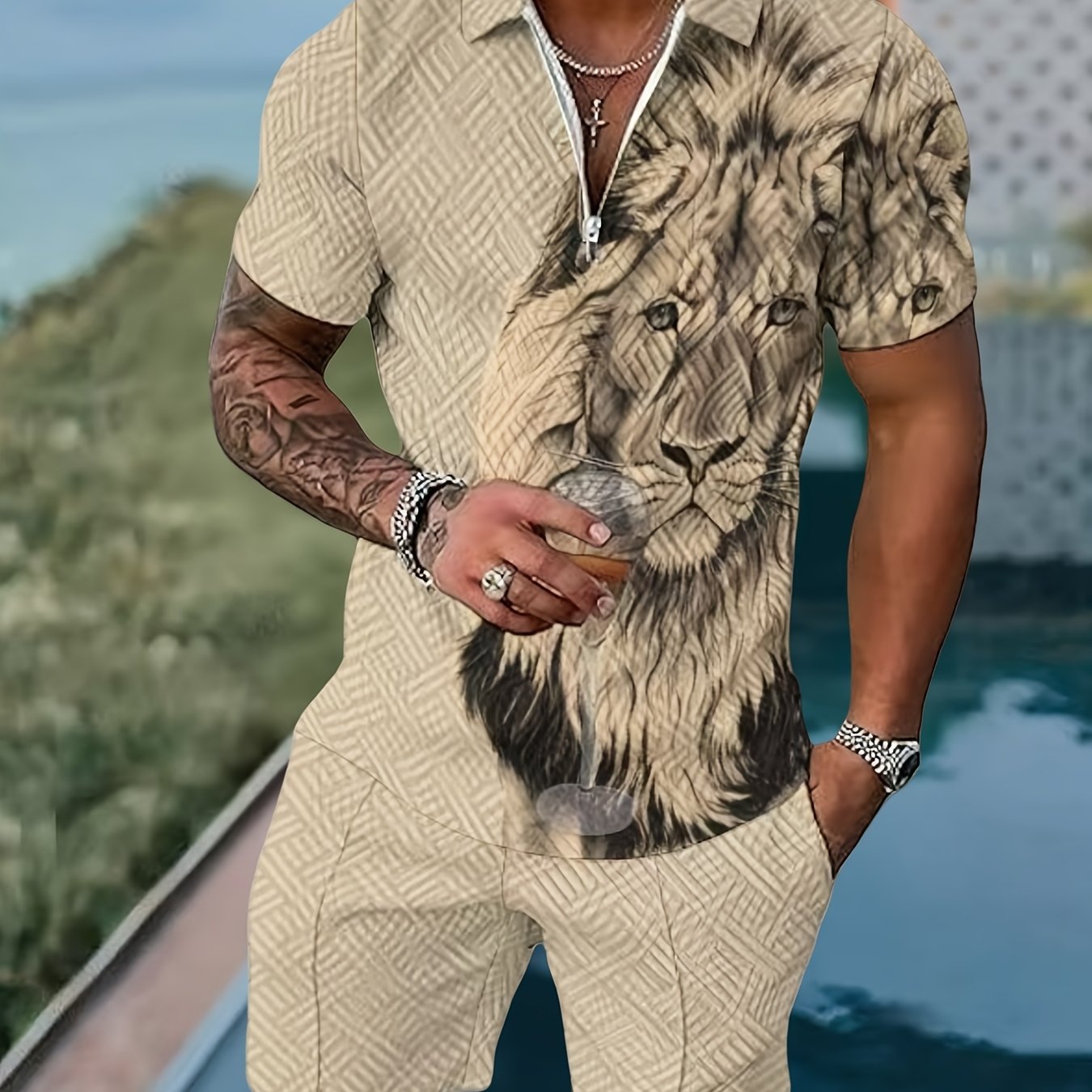 2Pc Men's Casual Sportswear Set 3D Printing T Shirt Shorts