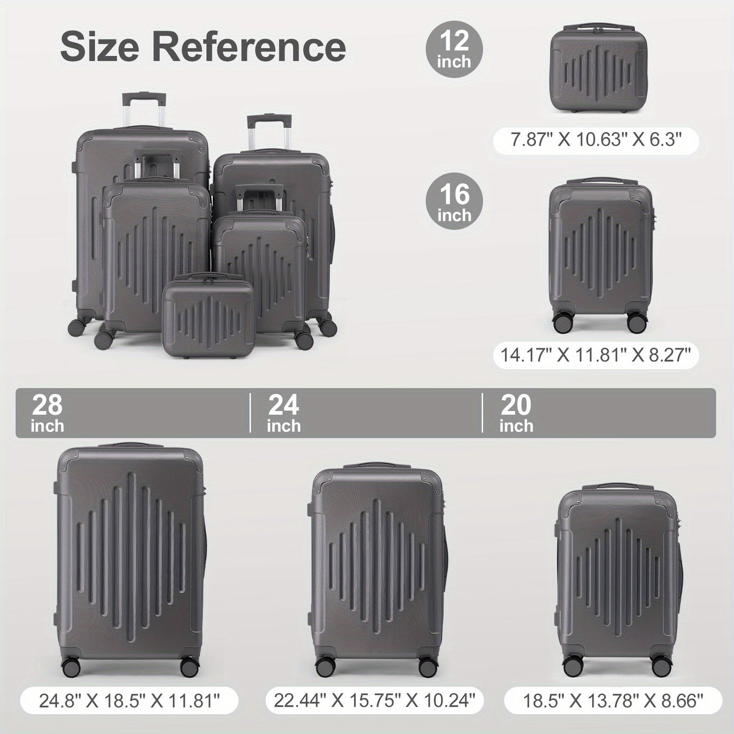 MOTORHOT Hardshell Luggage Set Lightweight Spinner Wheels