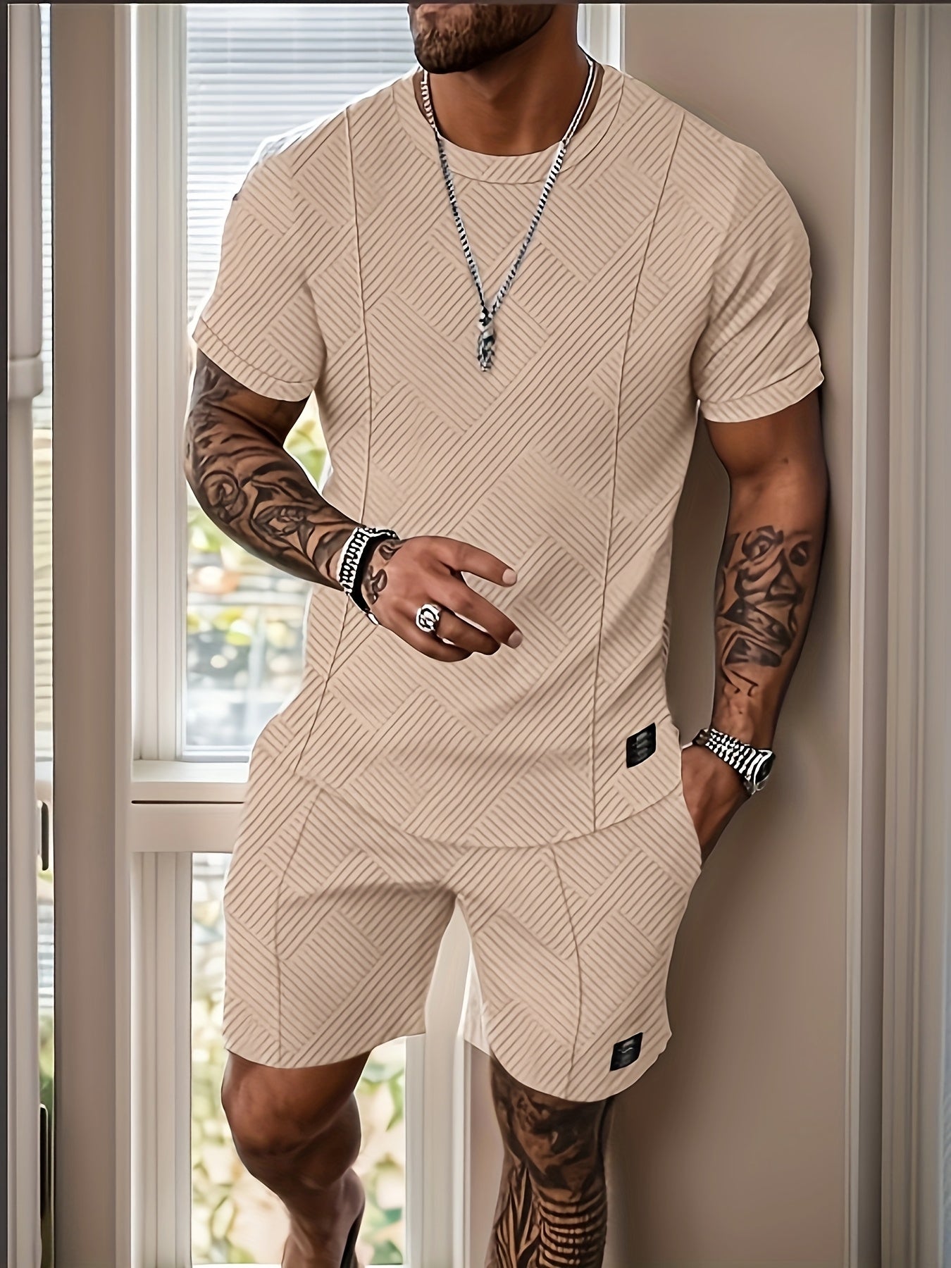 Men's 2 Piece Summer Short Set Casual Tracksuit Jogging
