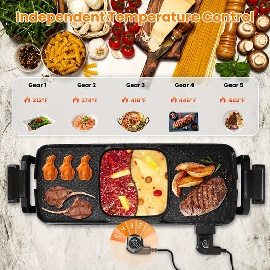 TAOTRONICS 2 In 1 Electric Hot Pot And Grill Smokeless