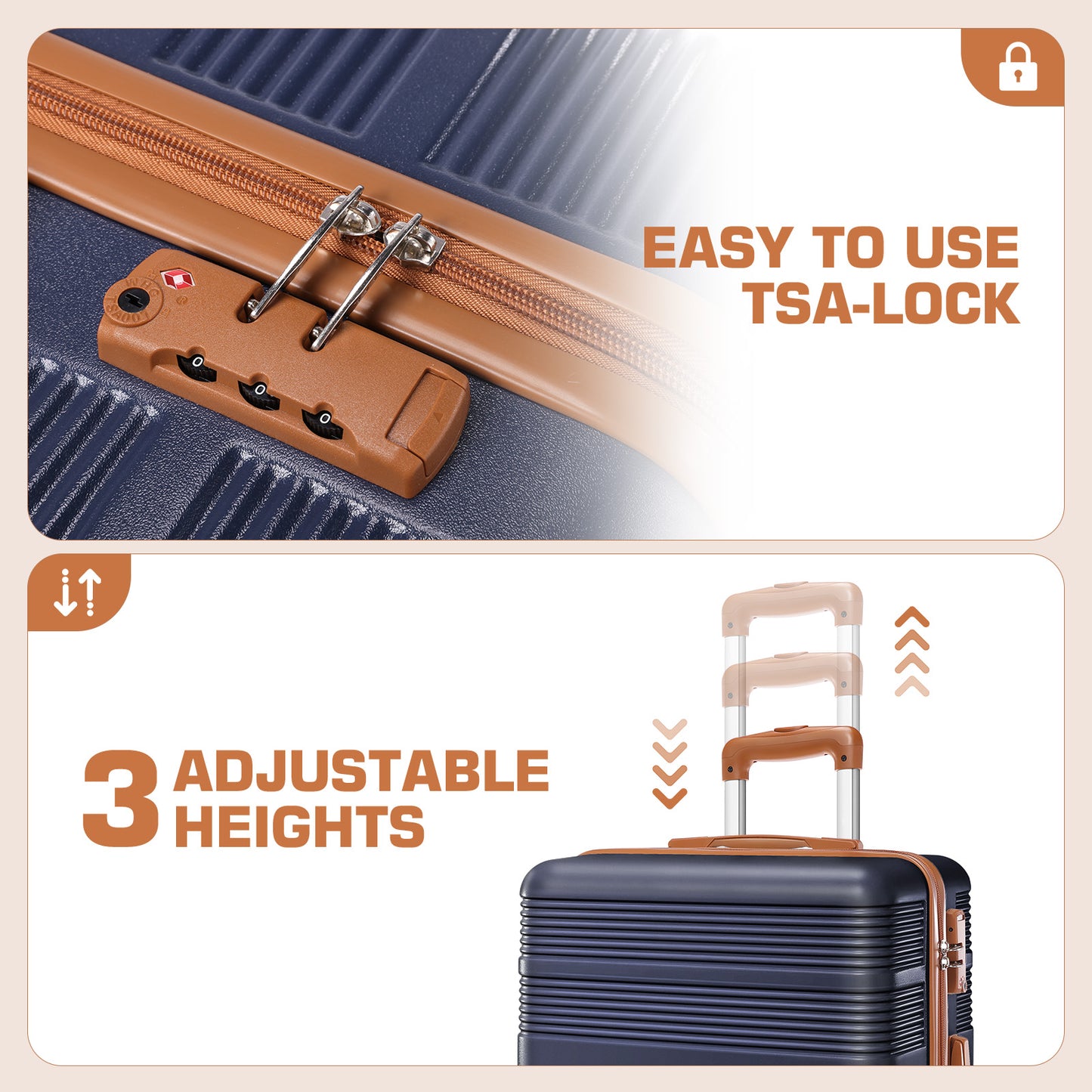 Tooluck Hardshell Luggage Set With Combination Lock