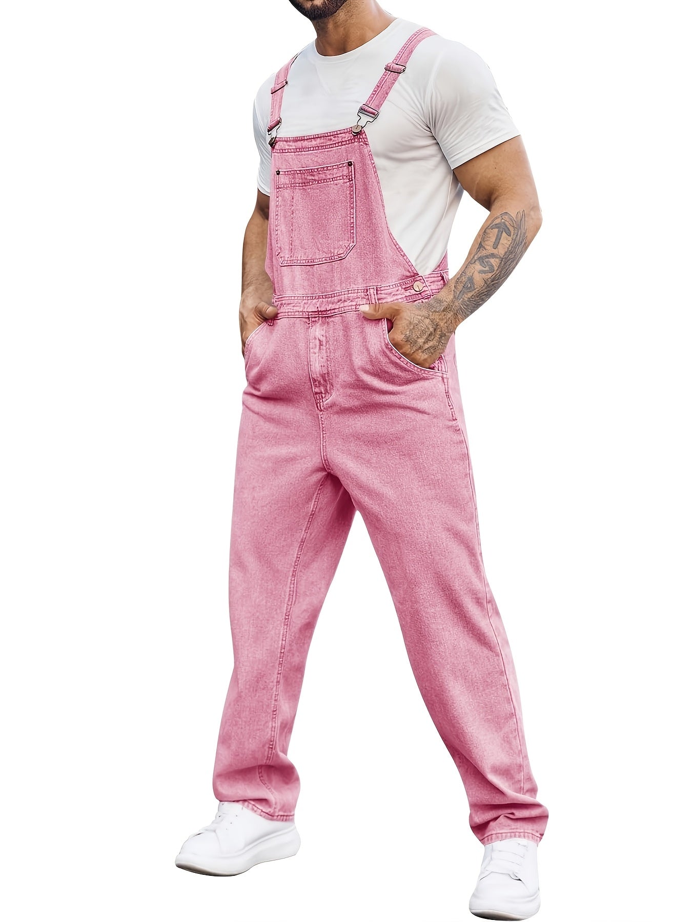 Men's Denim Bib Overalls Straps Boot Cut Casual Jumpsuit