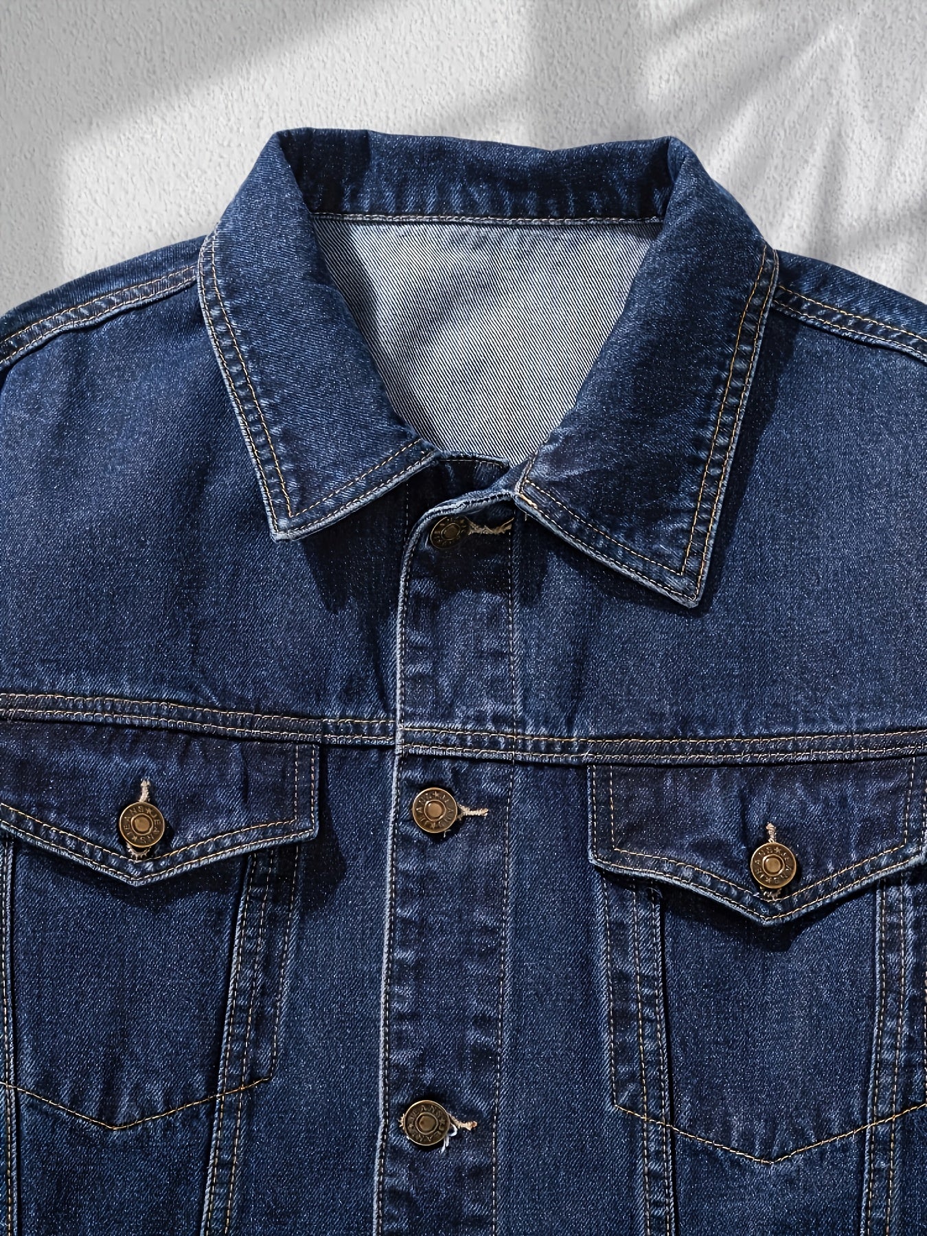 Mens Casual Denim Jacket With Lapel And Multiple Pockets