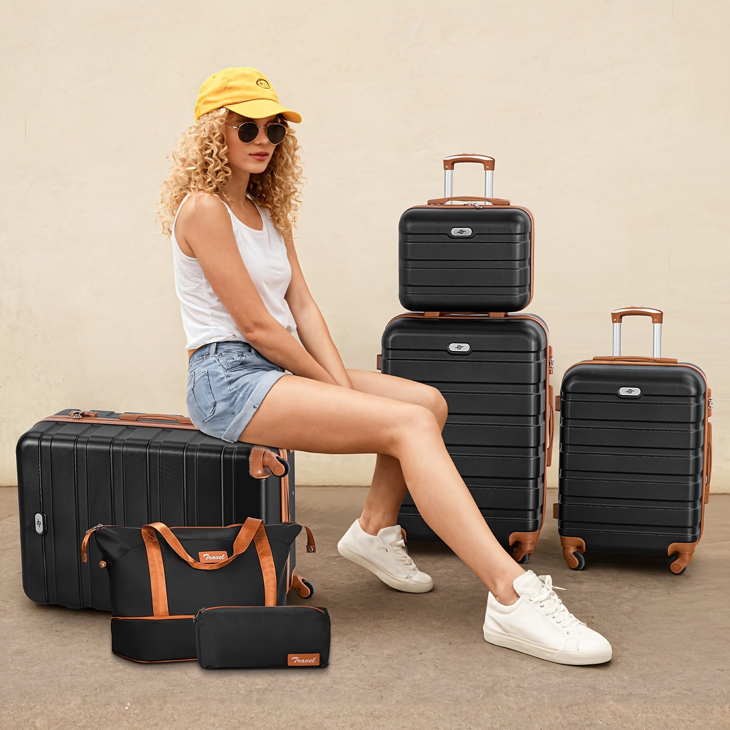 Sturdy Luggage Set With Expandable Duffle And Cosmetic Case