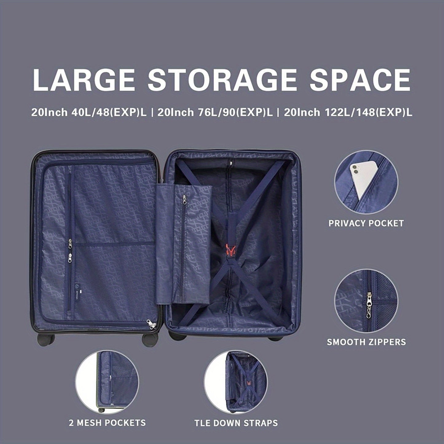 AMAGENIX Expandable Hardshell Luggage Set Spinner Wheels