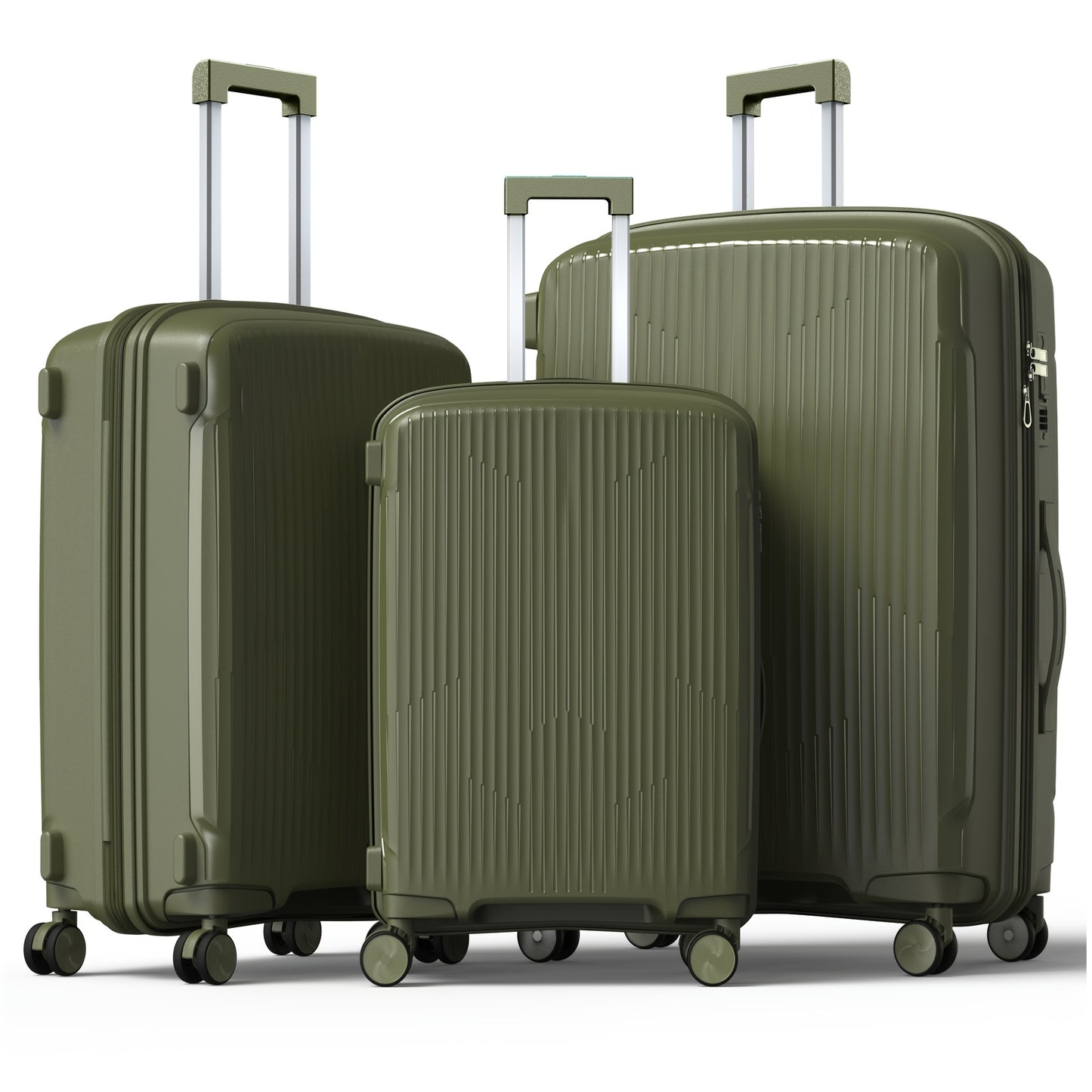 NAZHURA 3pc Luggage Set Hardshell Spinner Wheels Case Lock
