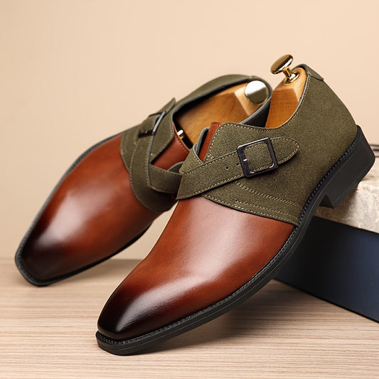 Mens Oxford Shoes Double Monk Straps With Rubber Sole