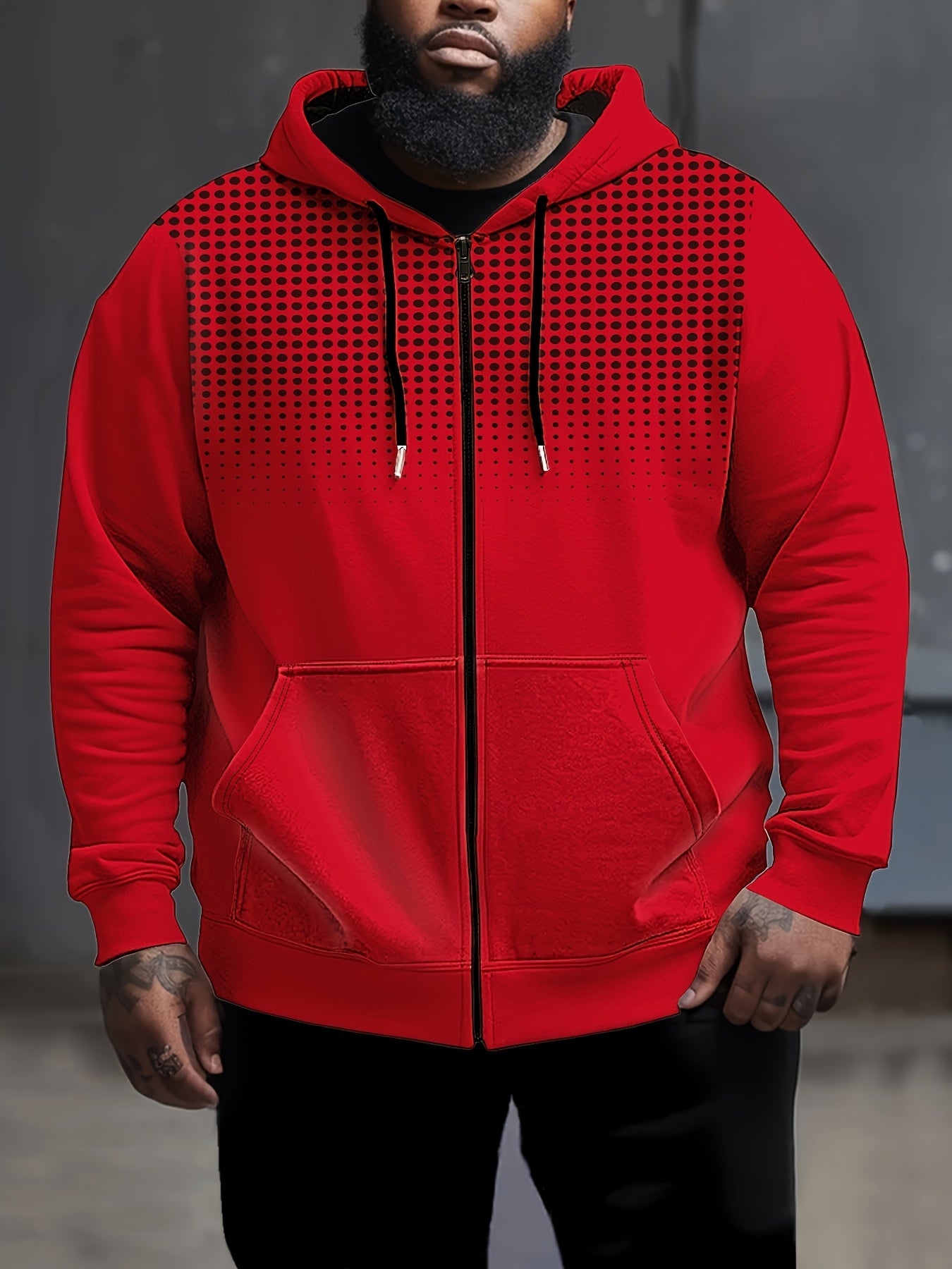 Men's Hooded Zip Up Hoodie Polka Dot Print Machine Washable