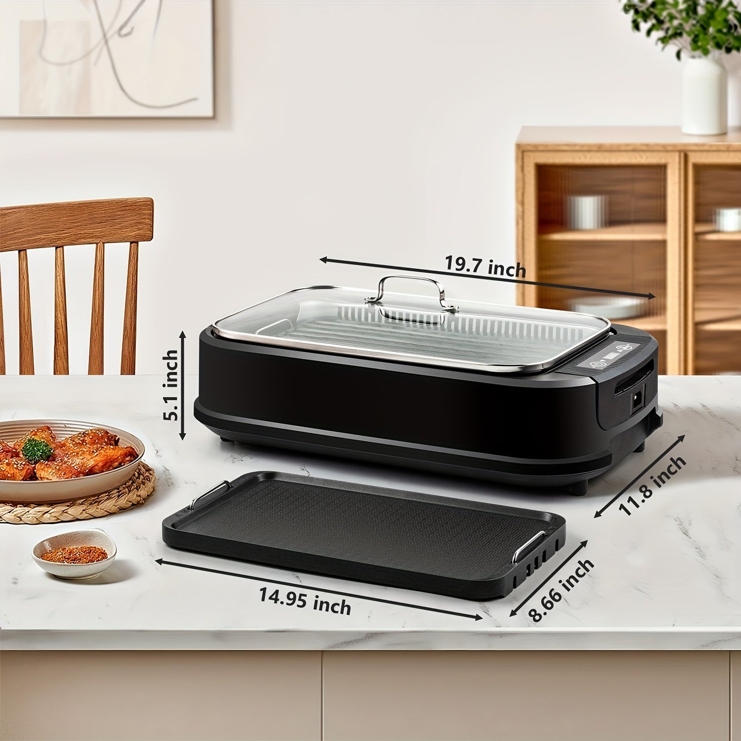Smokeless Electric Indoor Grill With Nonstick Plates 110V