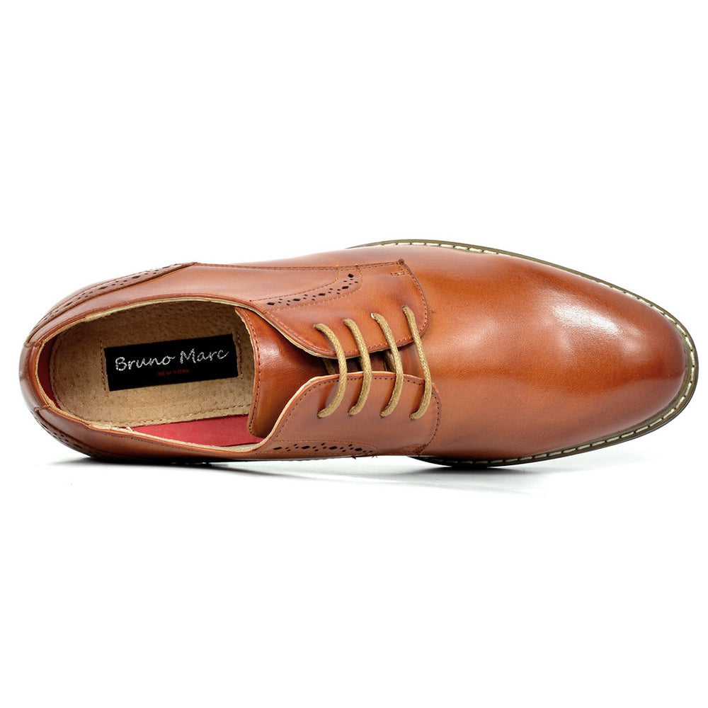 Bruno Marc Mens Wide Solid Dress Shoes With Rubber Sole