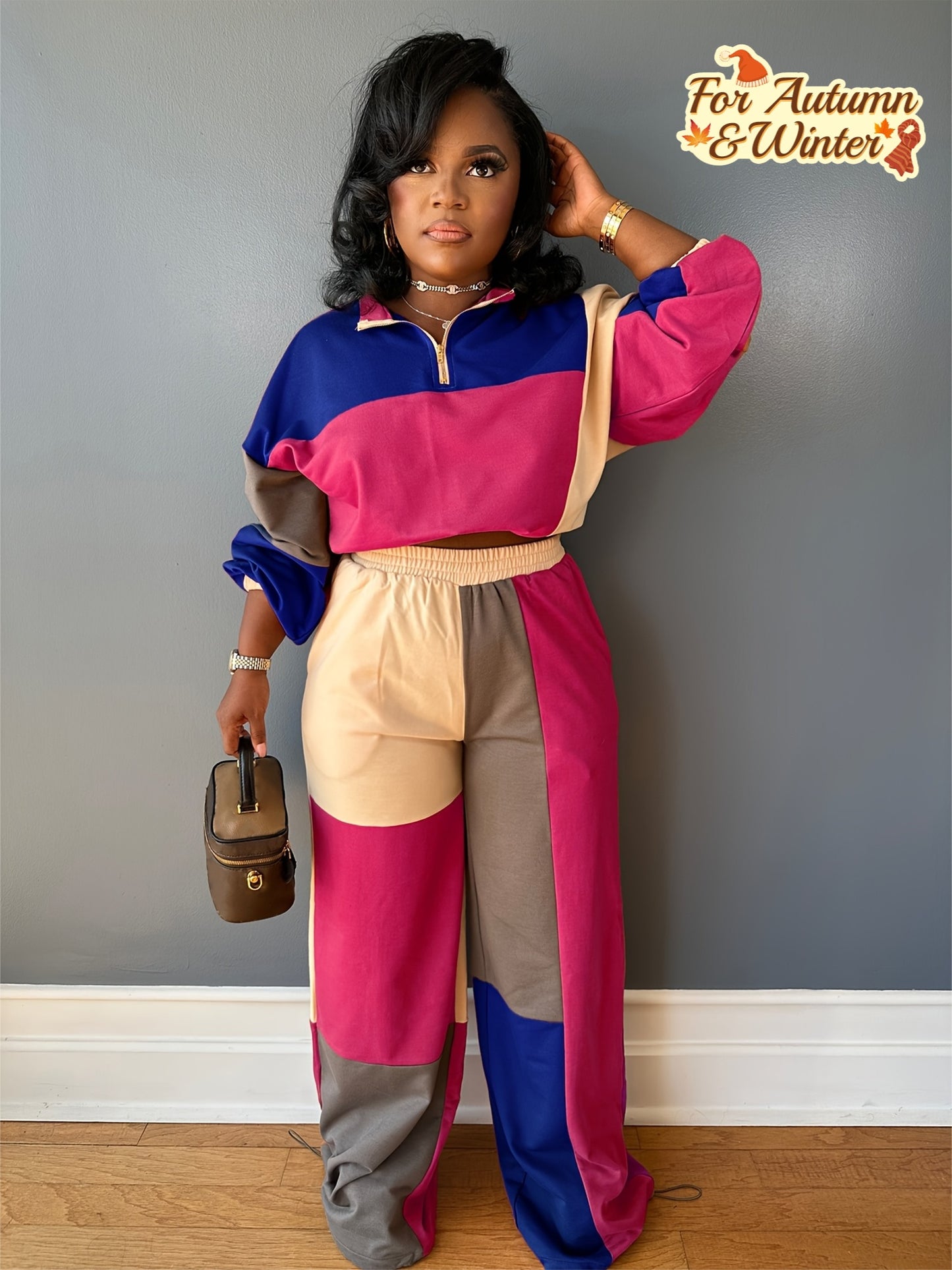 European American Style Two Piece Women Set Top And Pants