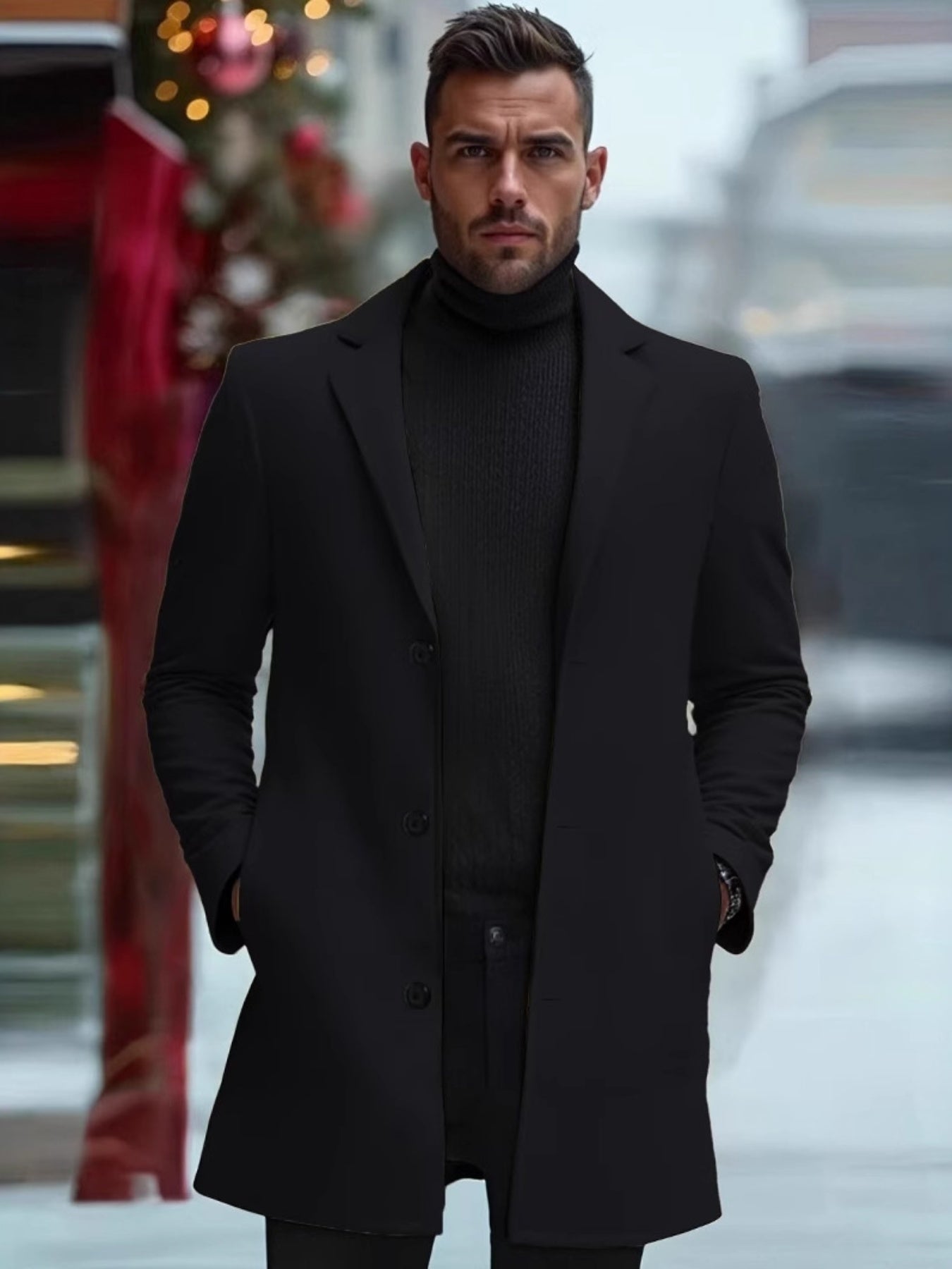 Slim Fit Fleece Coat With Lapel Collar Blazer Style Jacket