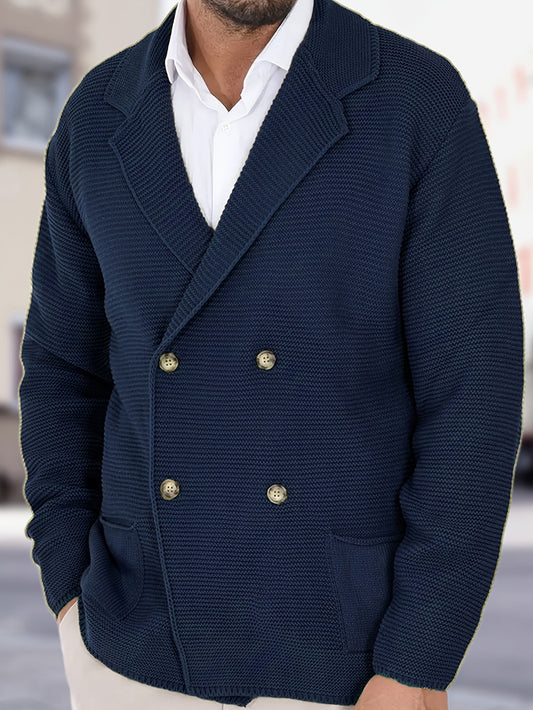 Mens Casual Knit Cardigan With Golden Tone Buttons Included