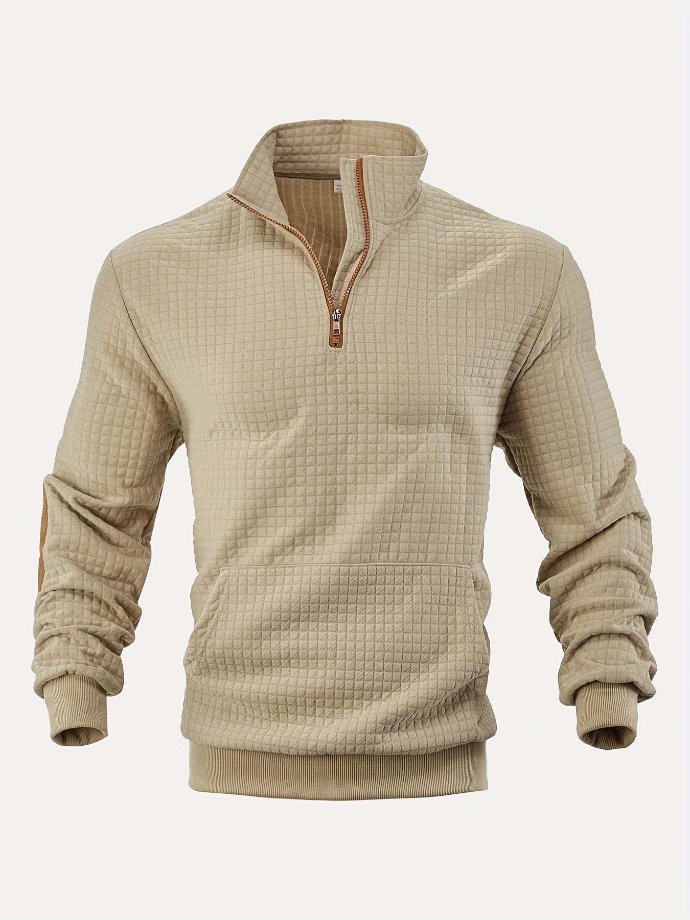 Men Casual Versatile Half Zip Quilted Sweatshirt Cozy