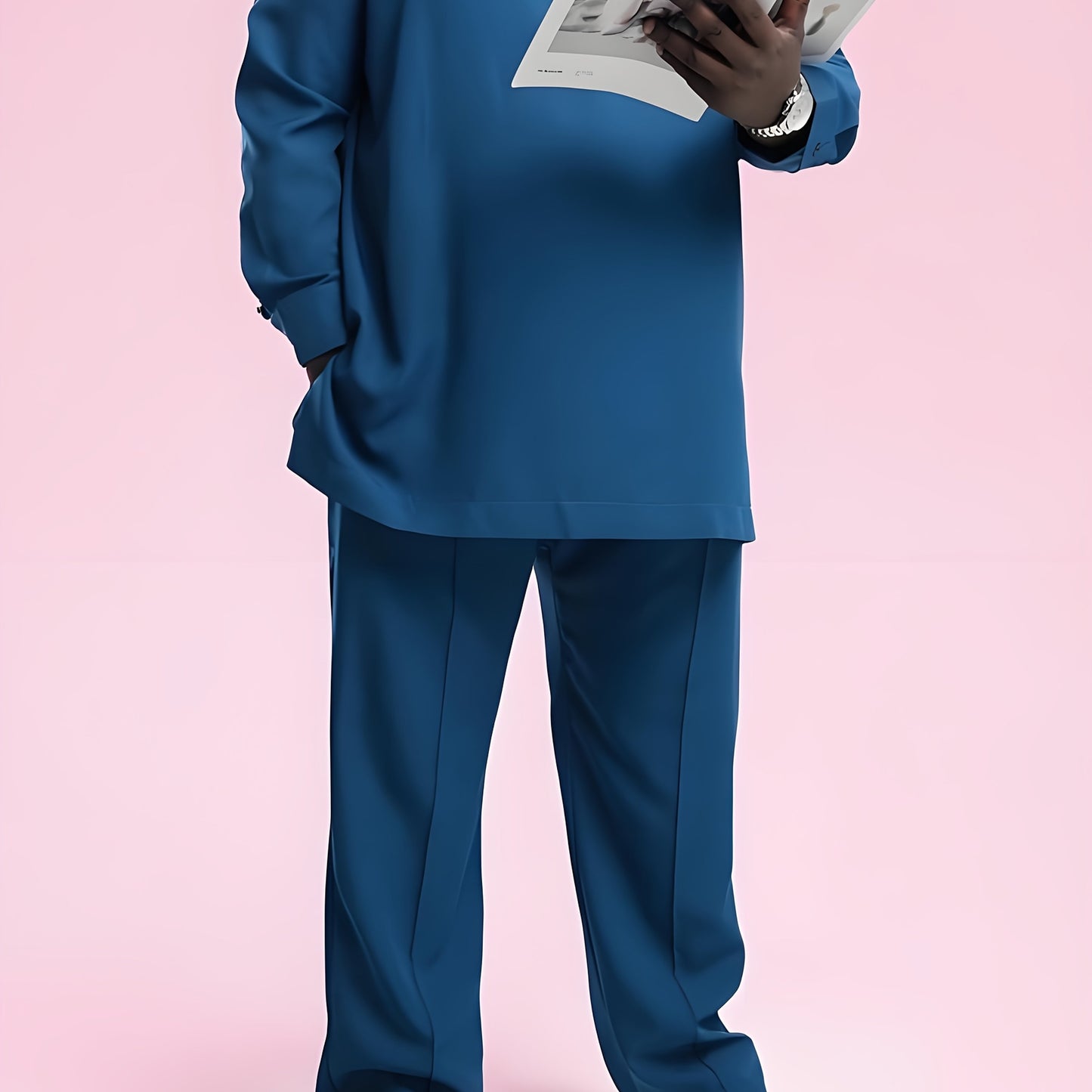 African Mens Midi Top And Loose Pants Suit Set Collection