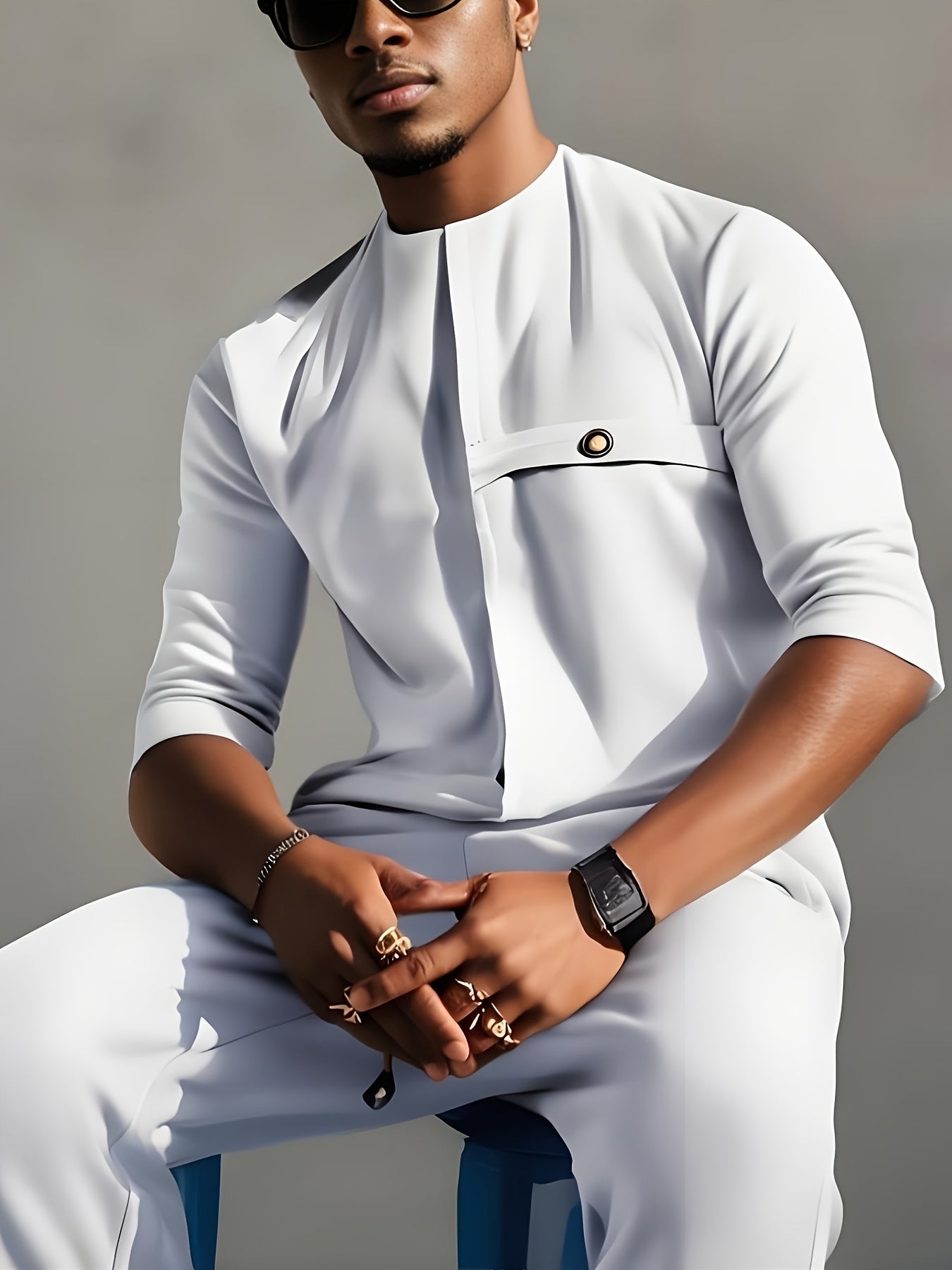 African Dashiki Men 2 Piece Set Casual Sportswear Everyday